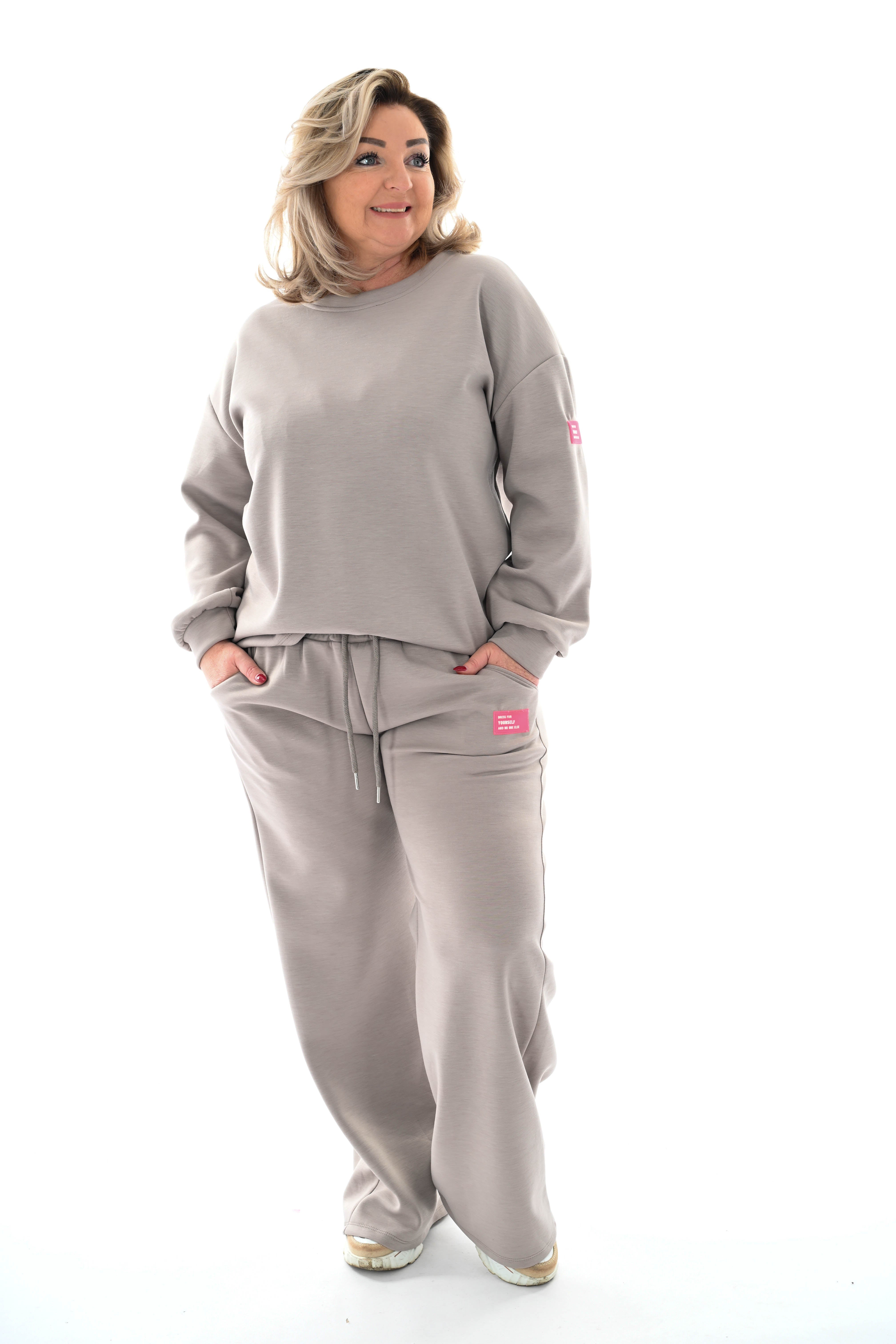 Tweedelig pak applicatie dress for yourself taupe