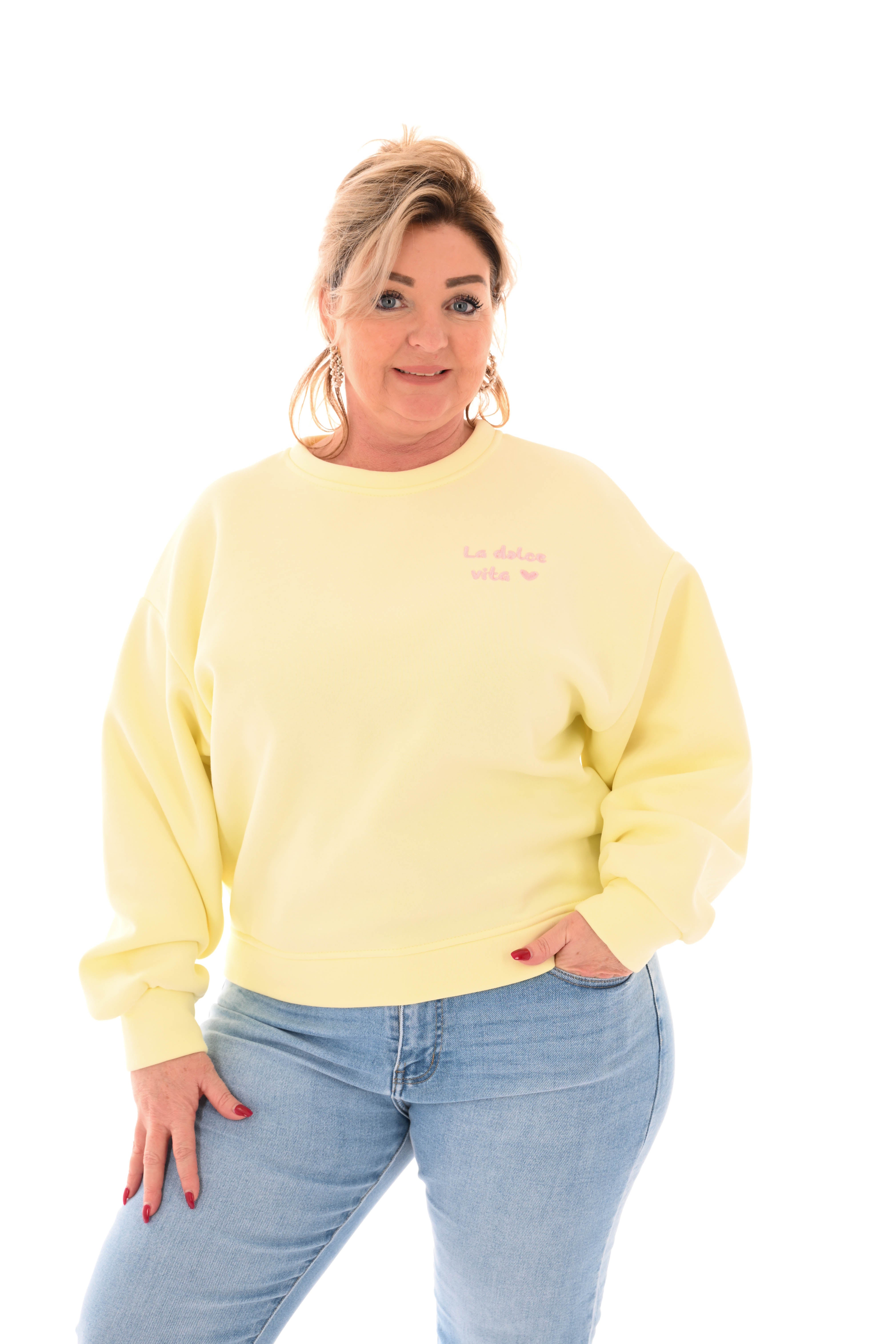 Sweater la dolce vita lichtgeel