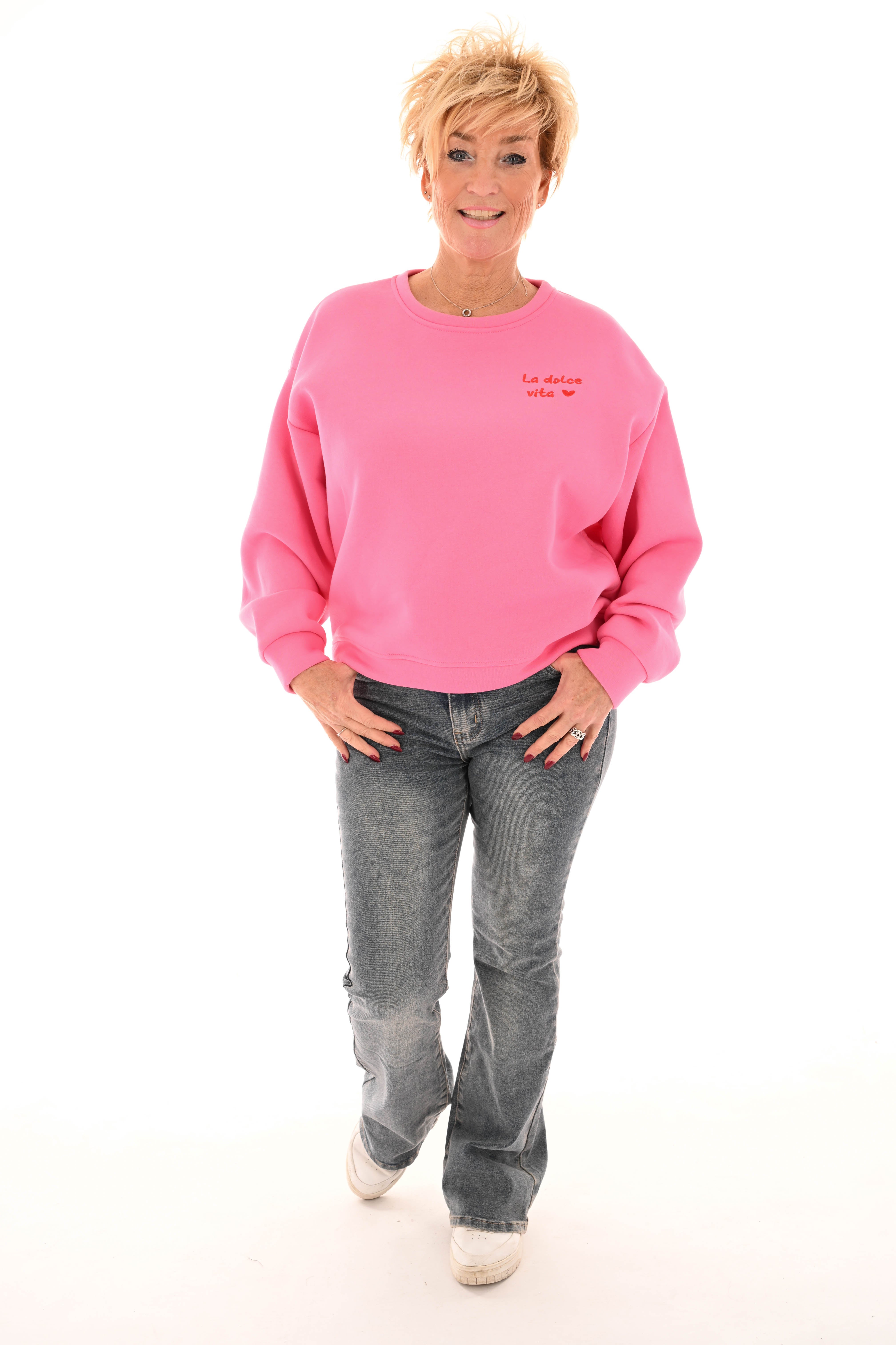 Sweater la dolce vita donkerroze