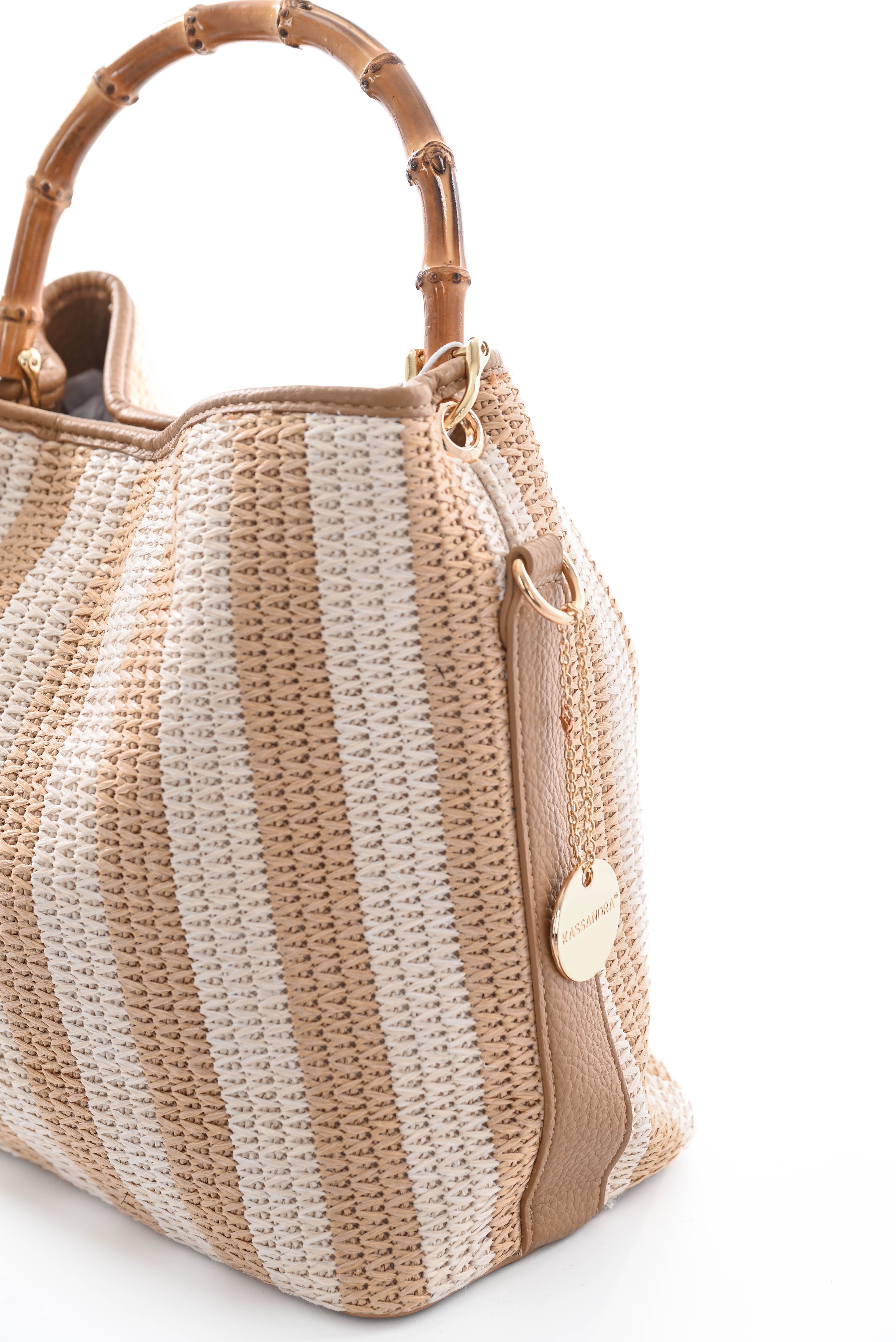 Gestreepte tas beige/roomwit