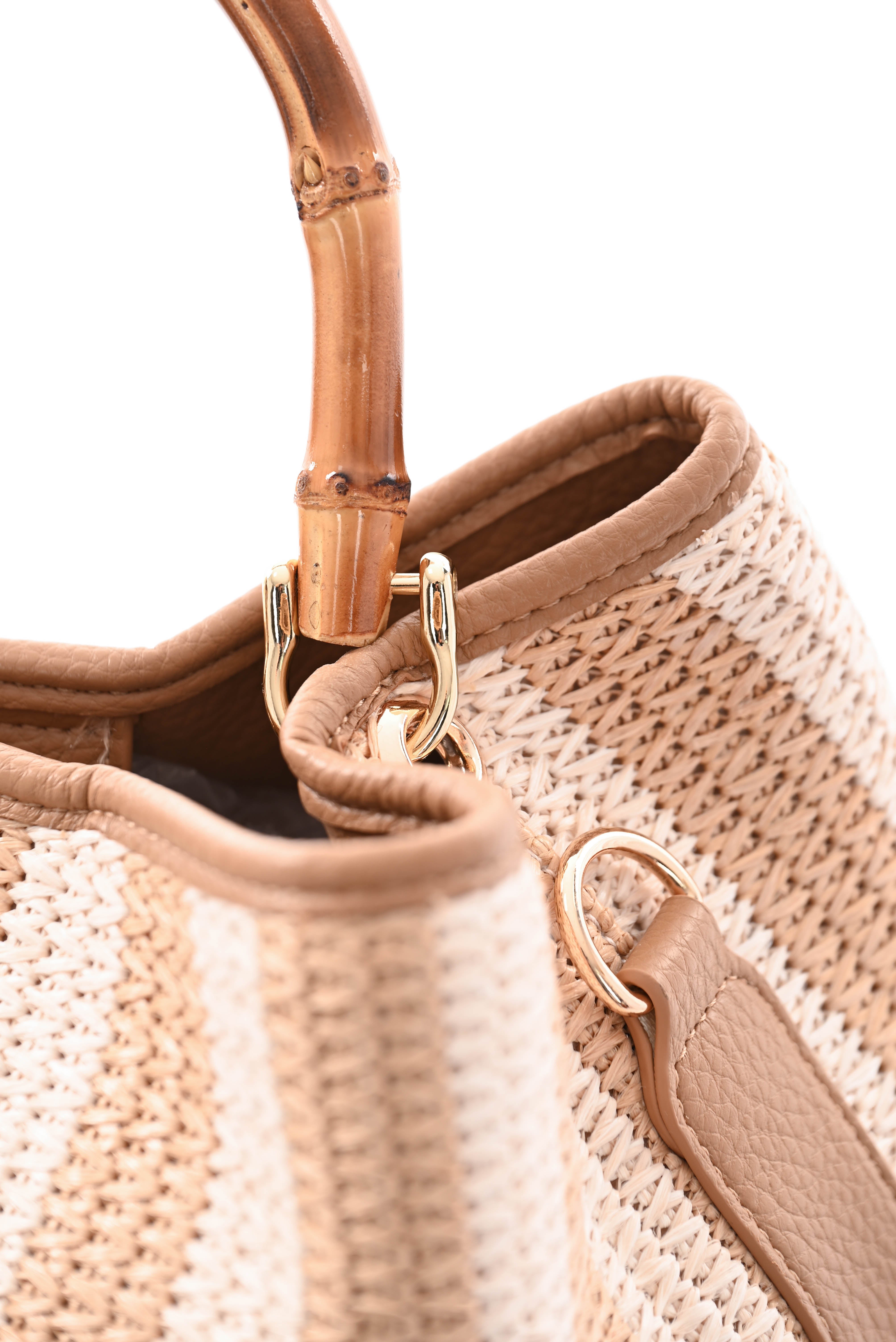 Gestreepte tas beige/roomwit