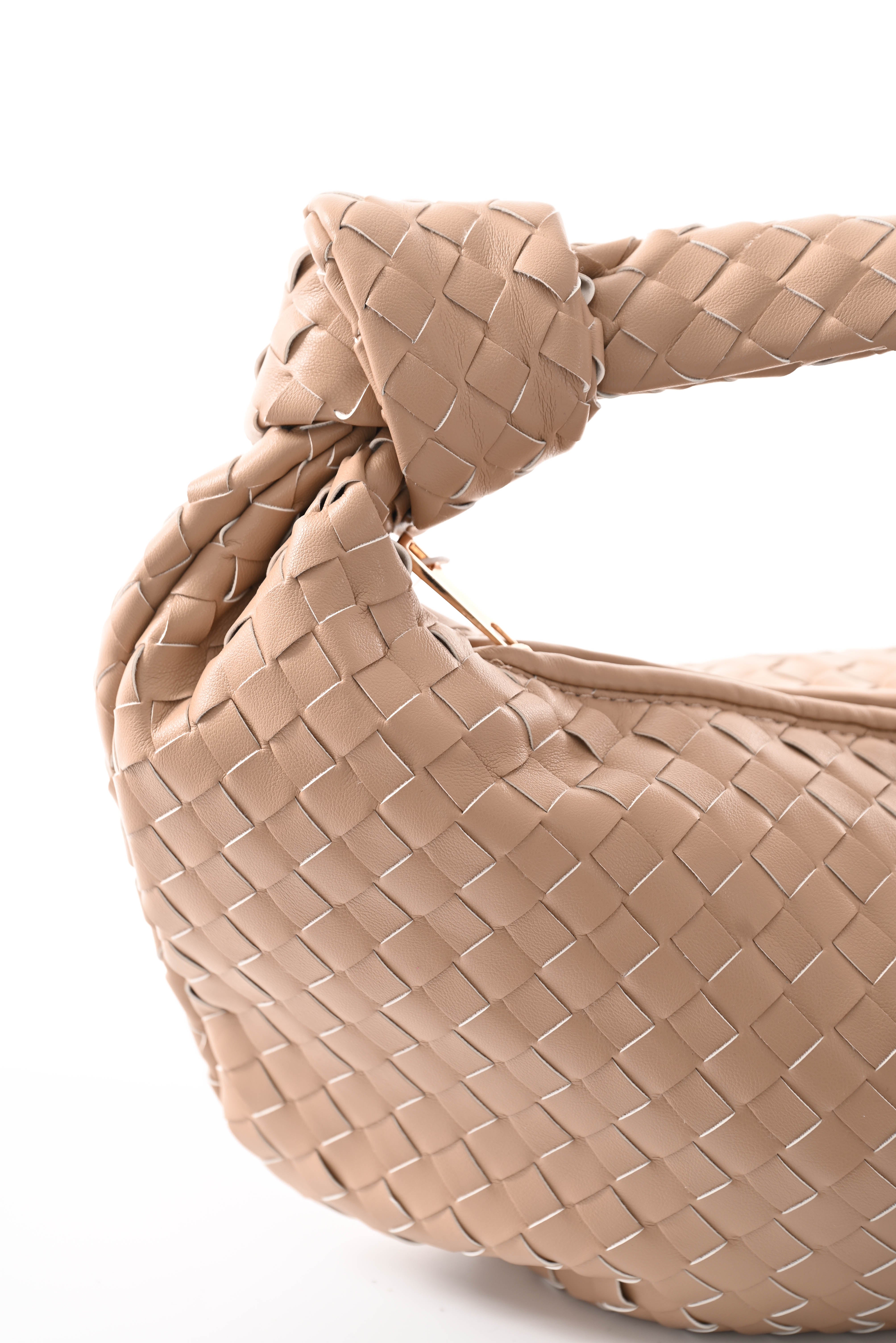 Gevlochten handtas beige