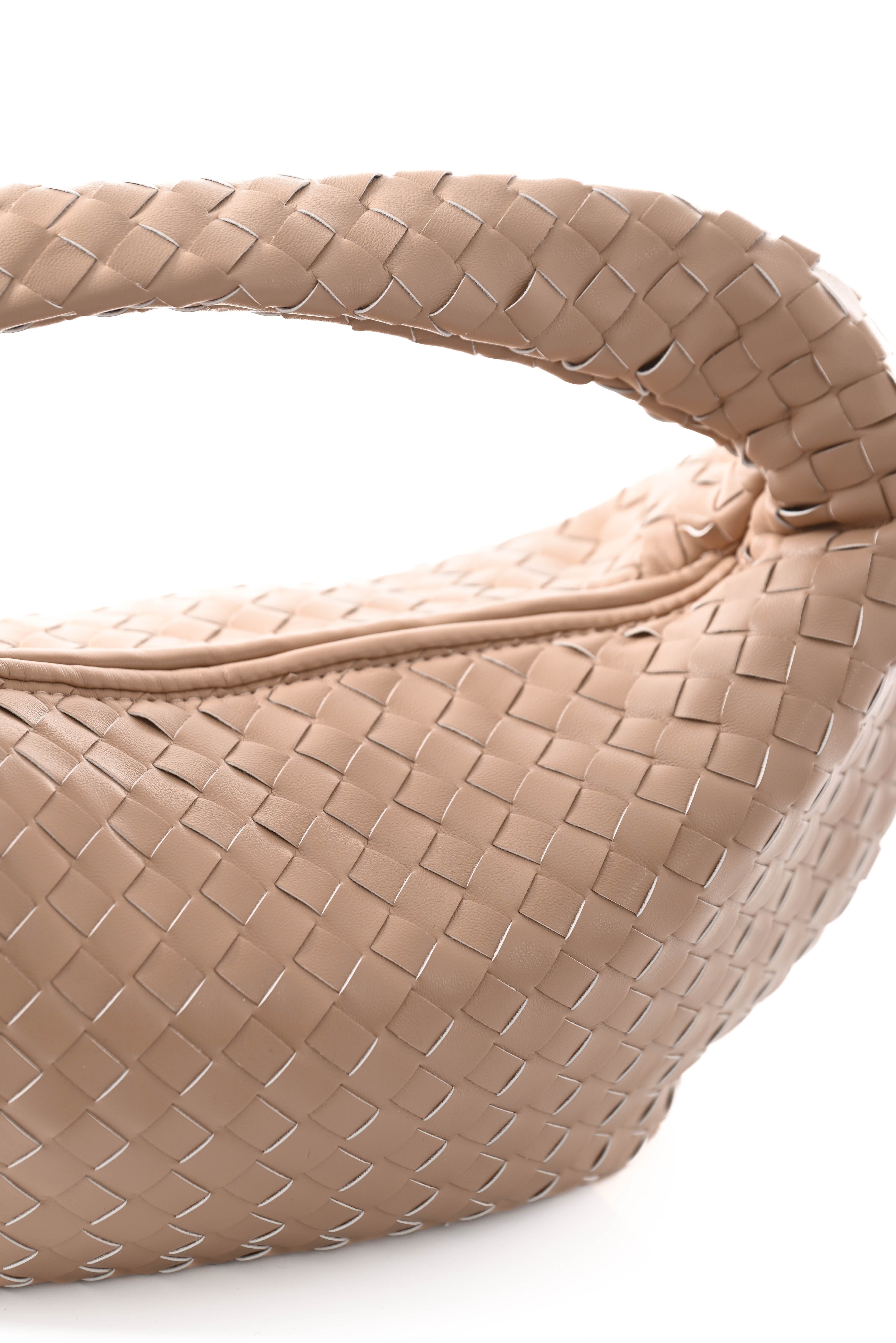 Gevlochten handtas beige