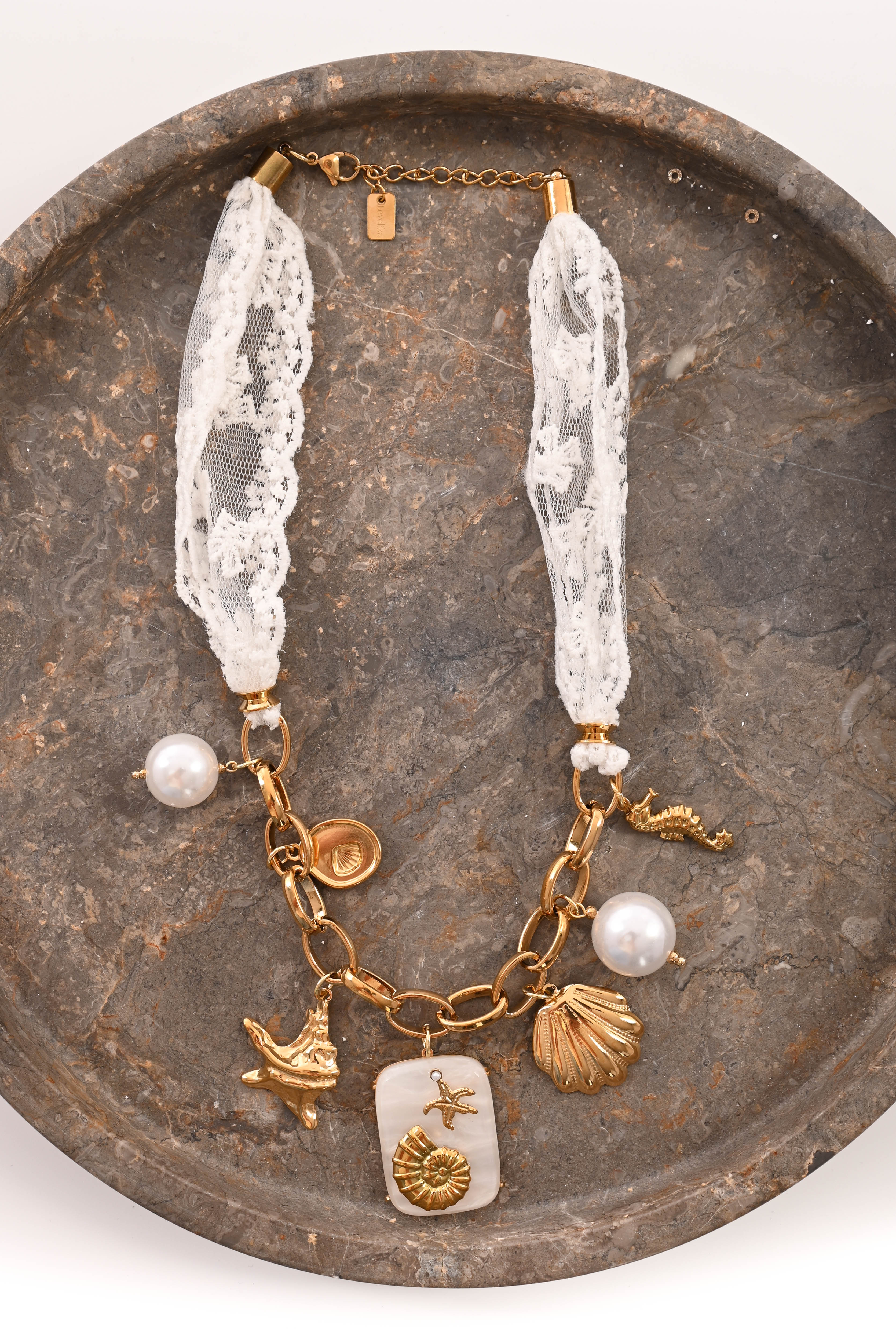 Ketting kant zeeschelpen goud