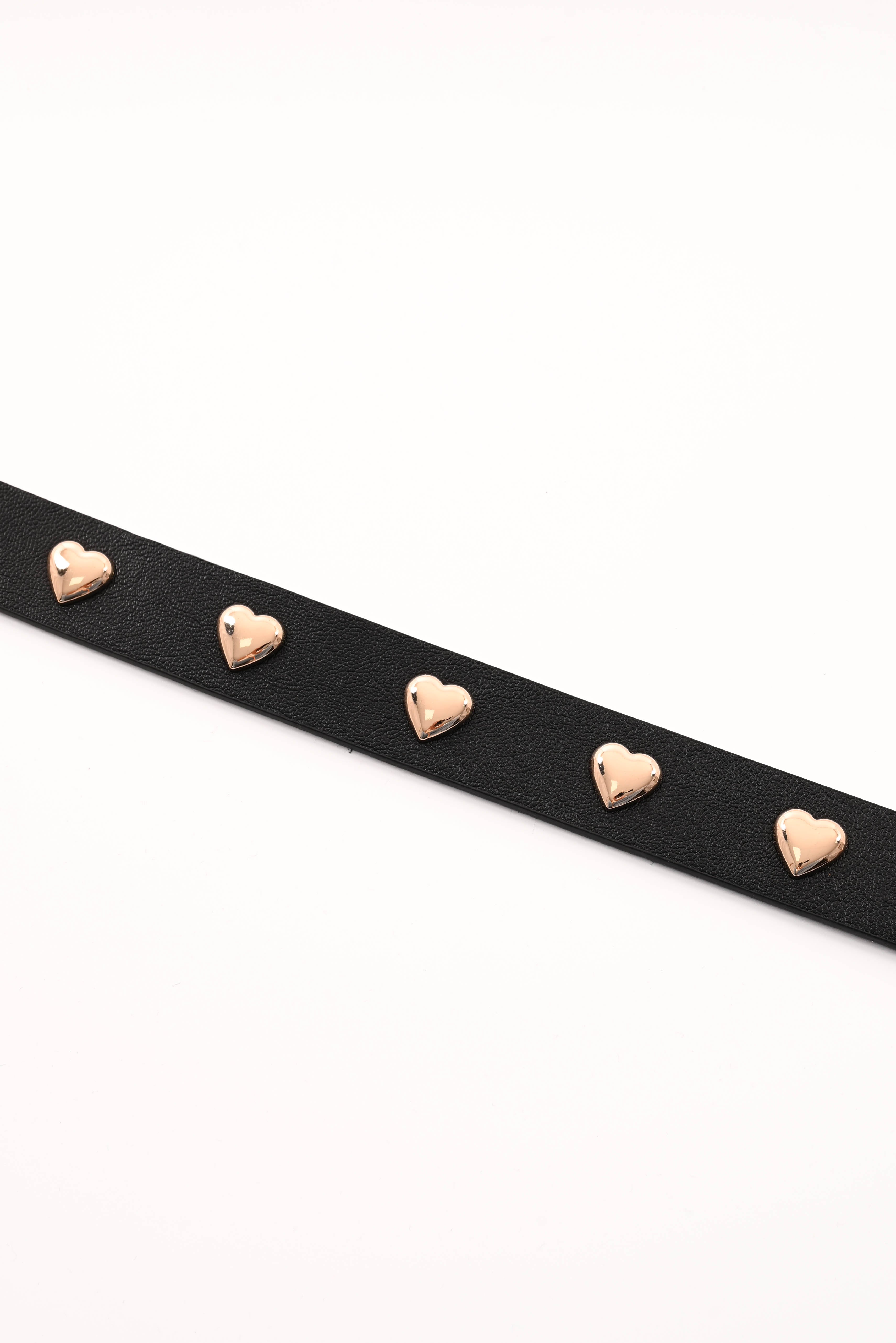 Riem met stud hartjes zwart