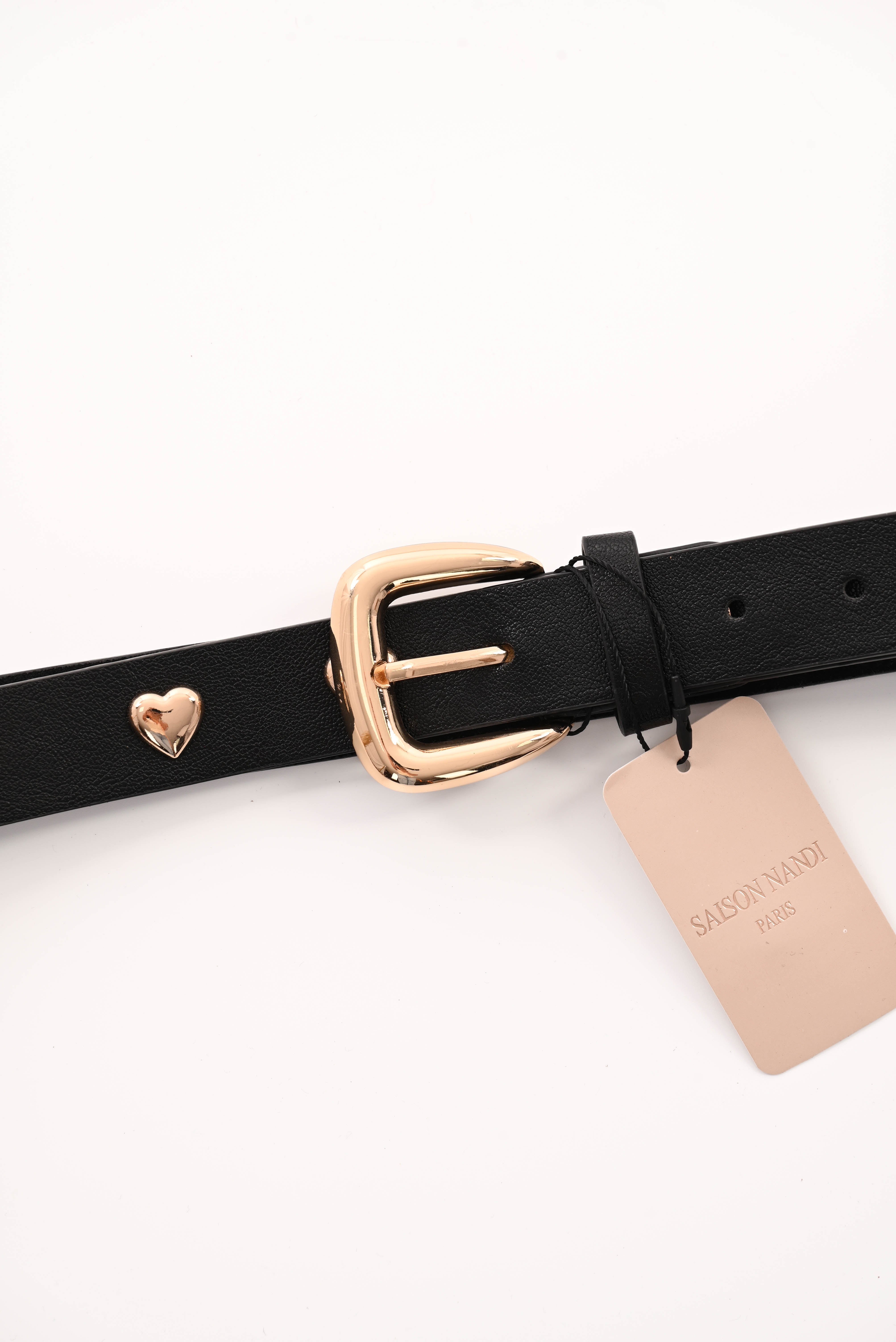 Riem met stud hartjes zwart