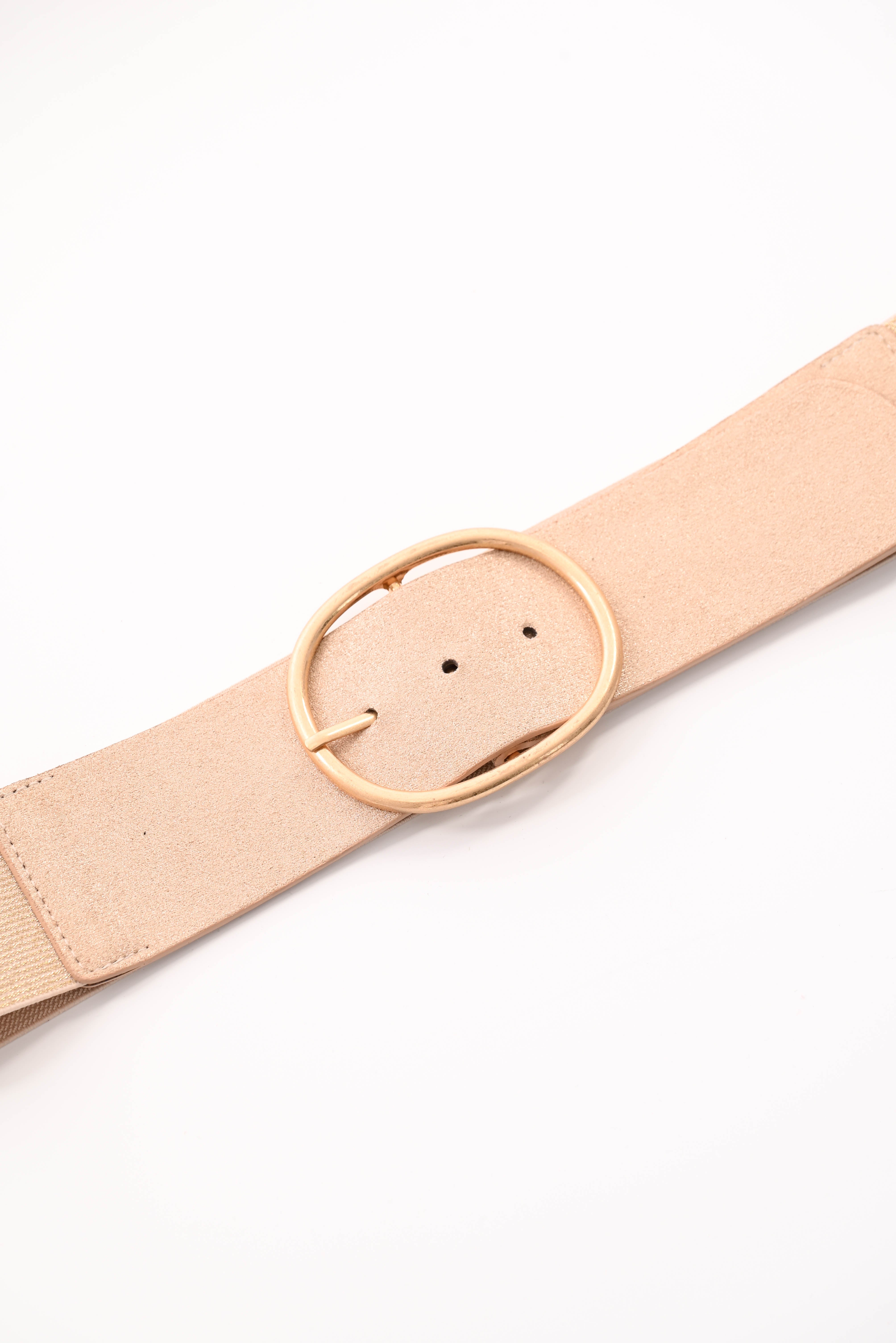 Riem elastiek grote gesp beige