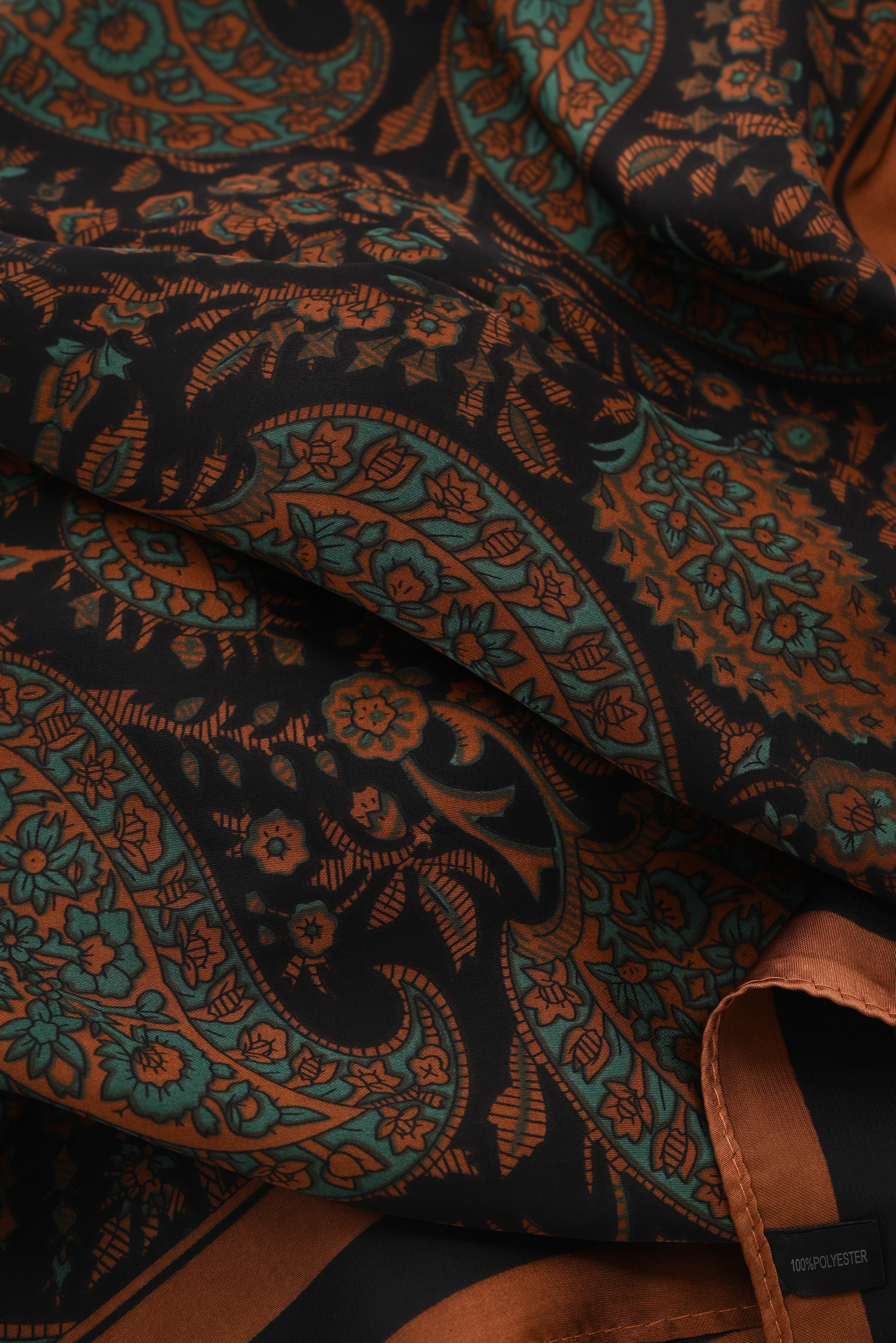 Kort sjaaltje paisley zwart/bruin