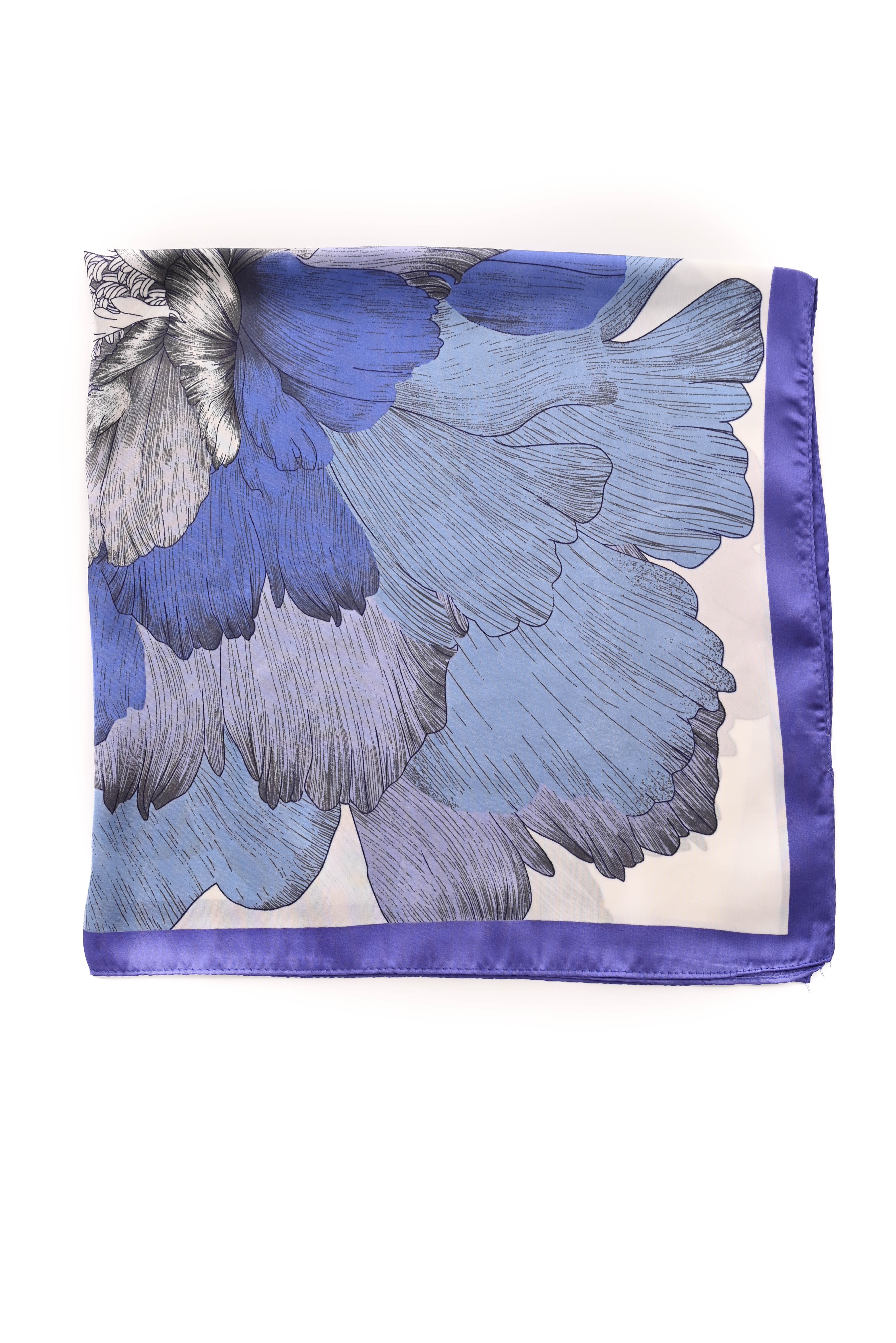 Kort sjaaltje bloem blauw