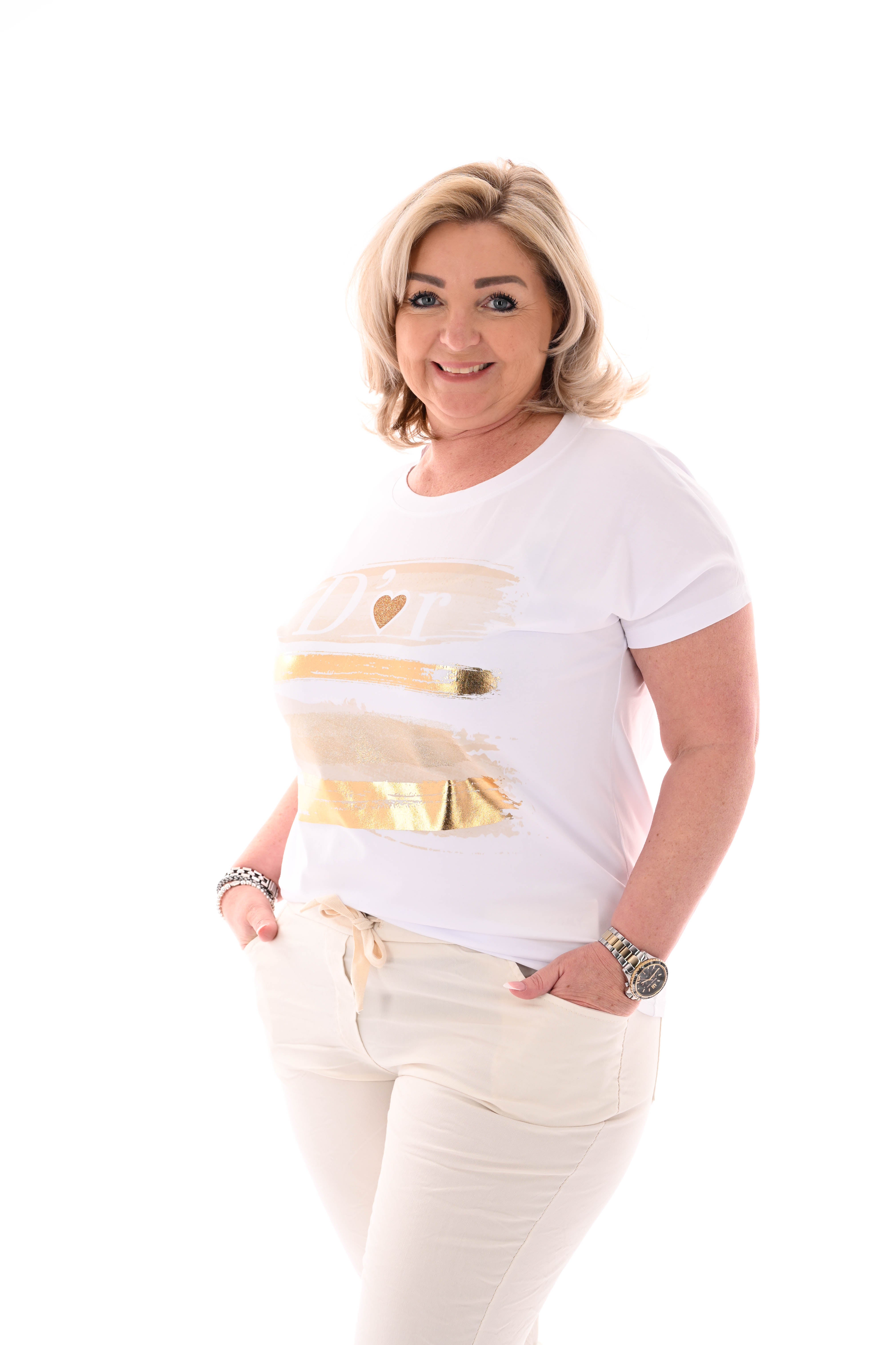 T-shirt vegen D' or beige