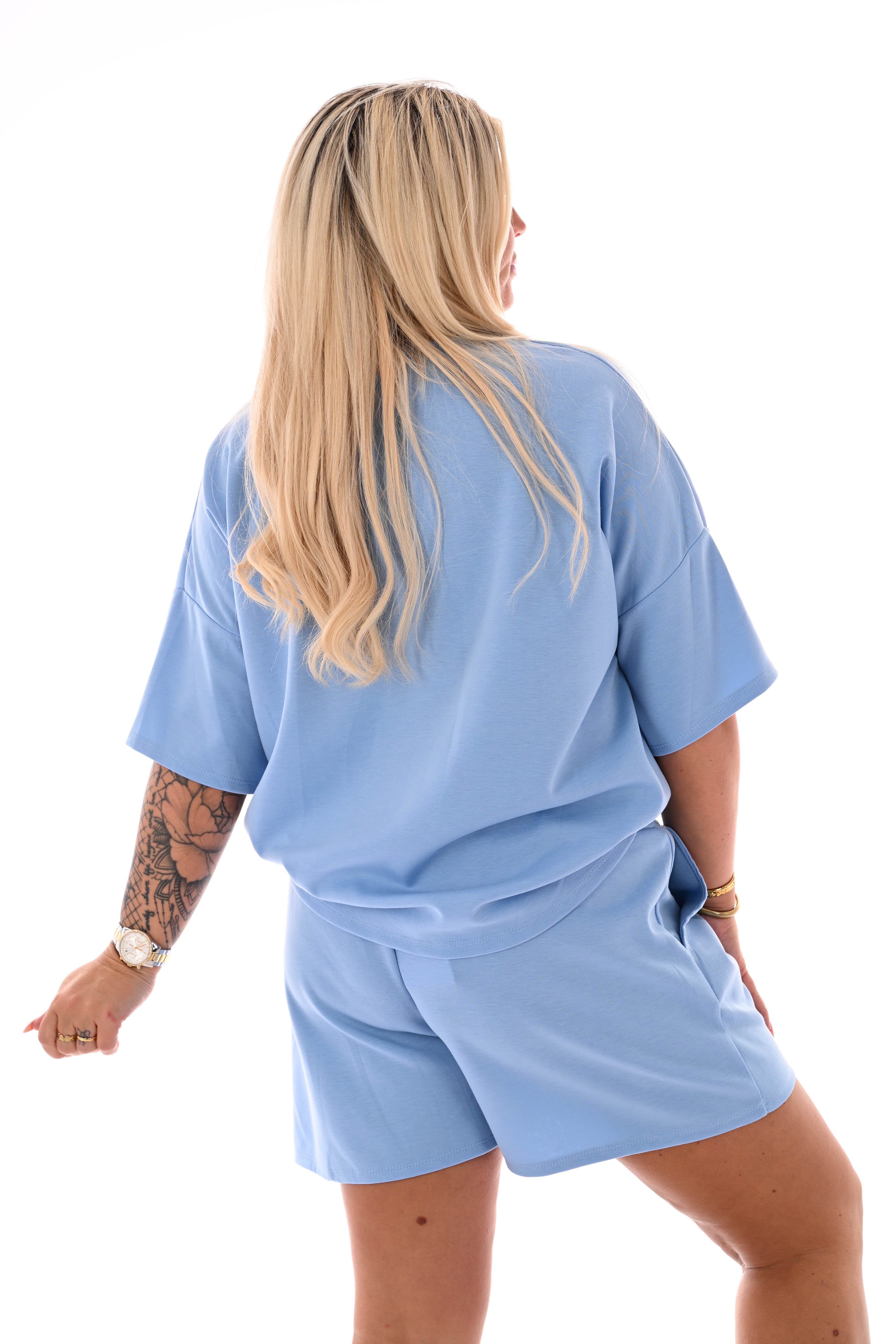 Twinset applicatie uni lichtblauw