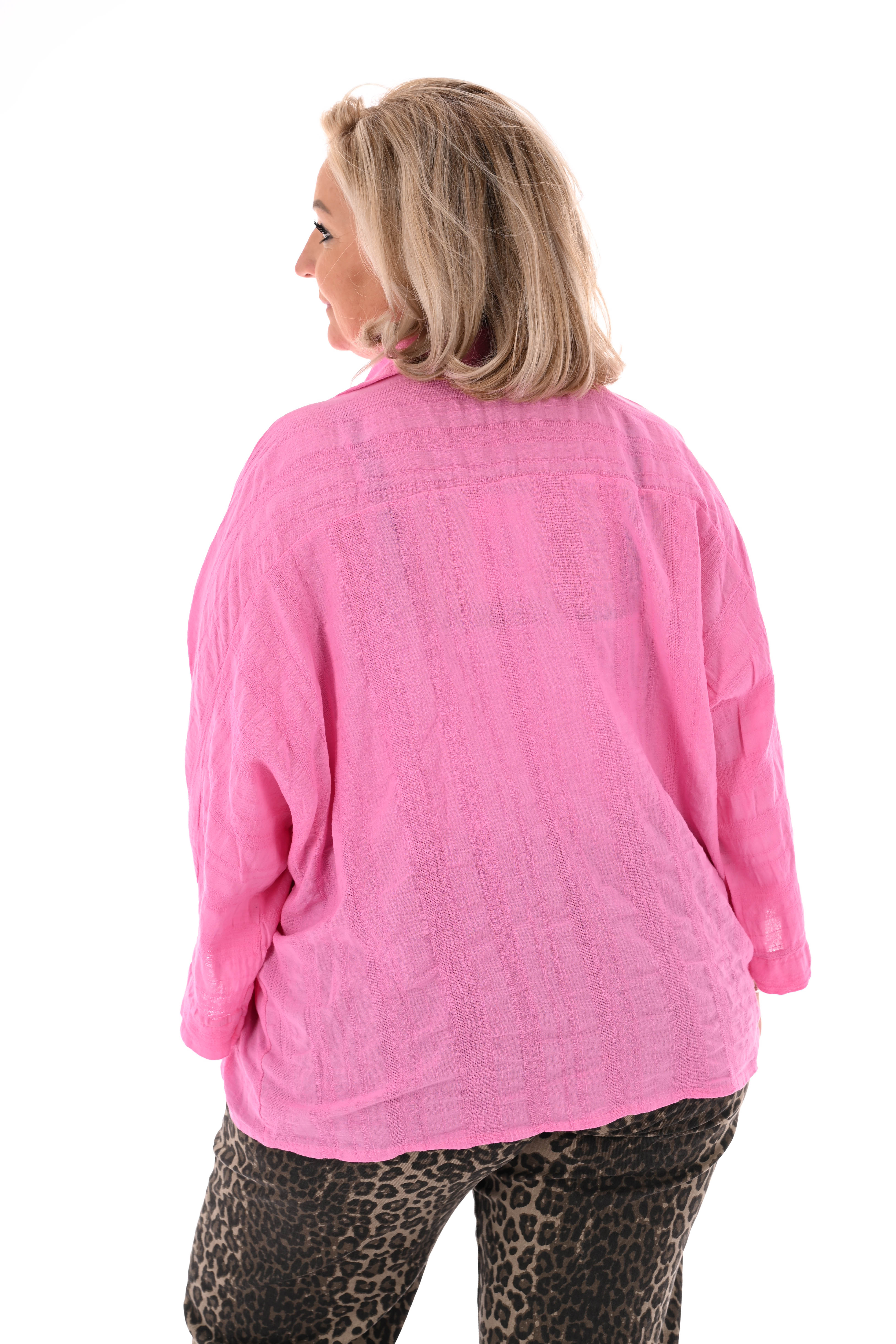 Blouse 3/4e mouwen uni roze