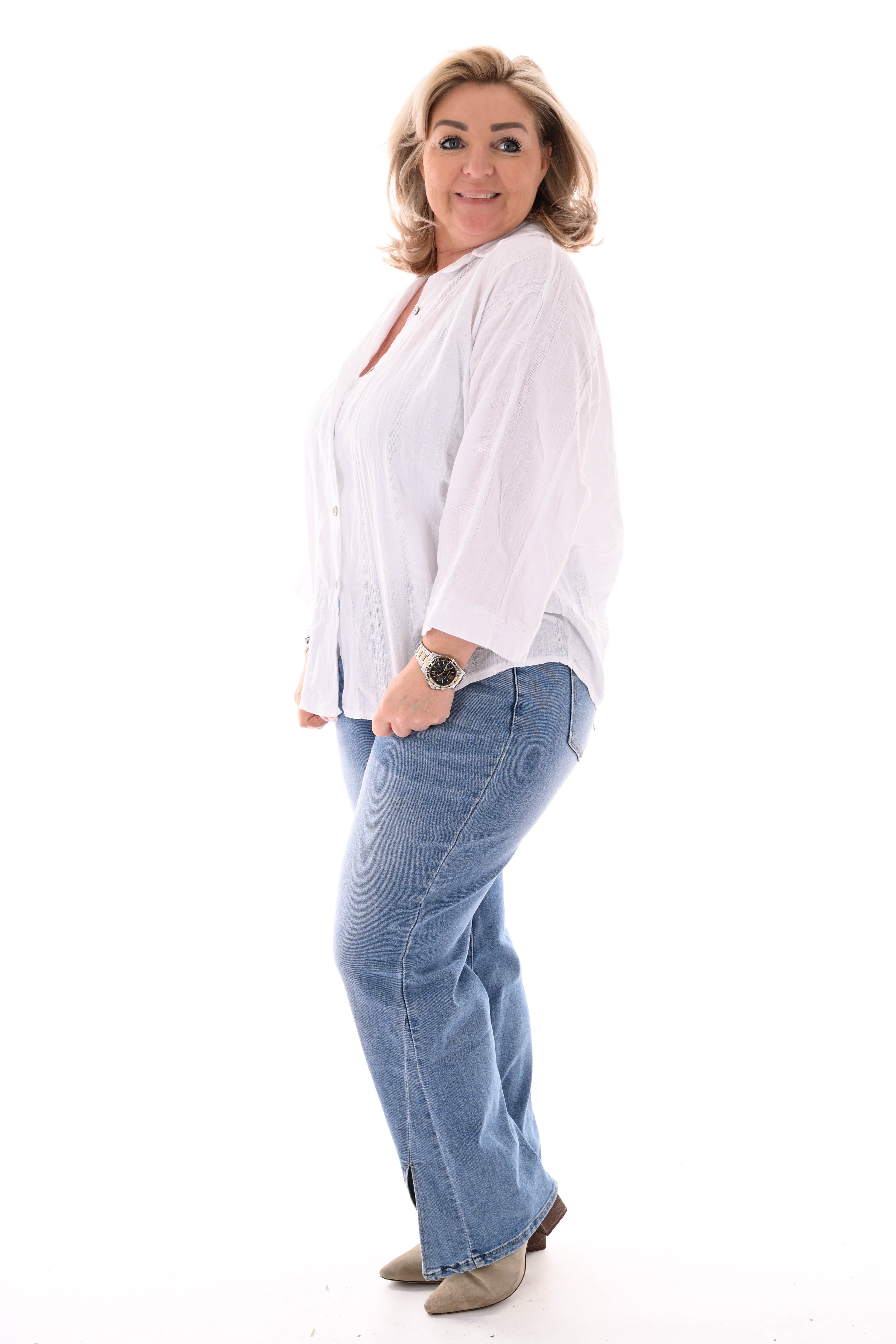 Blouse 3/4e mouwen uni wit