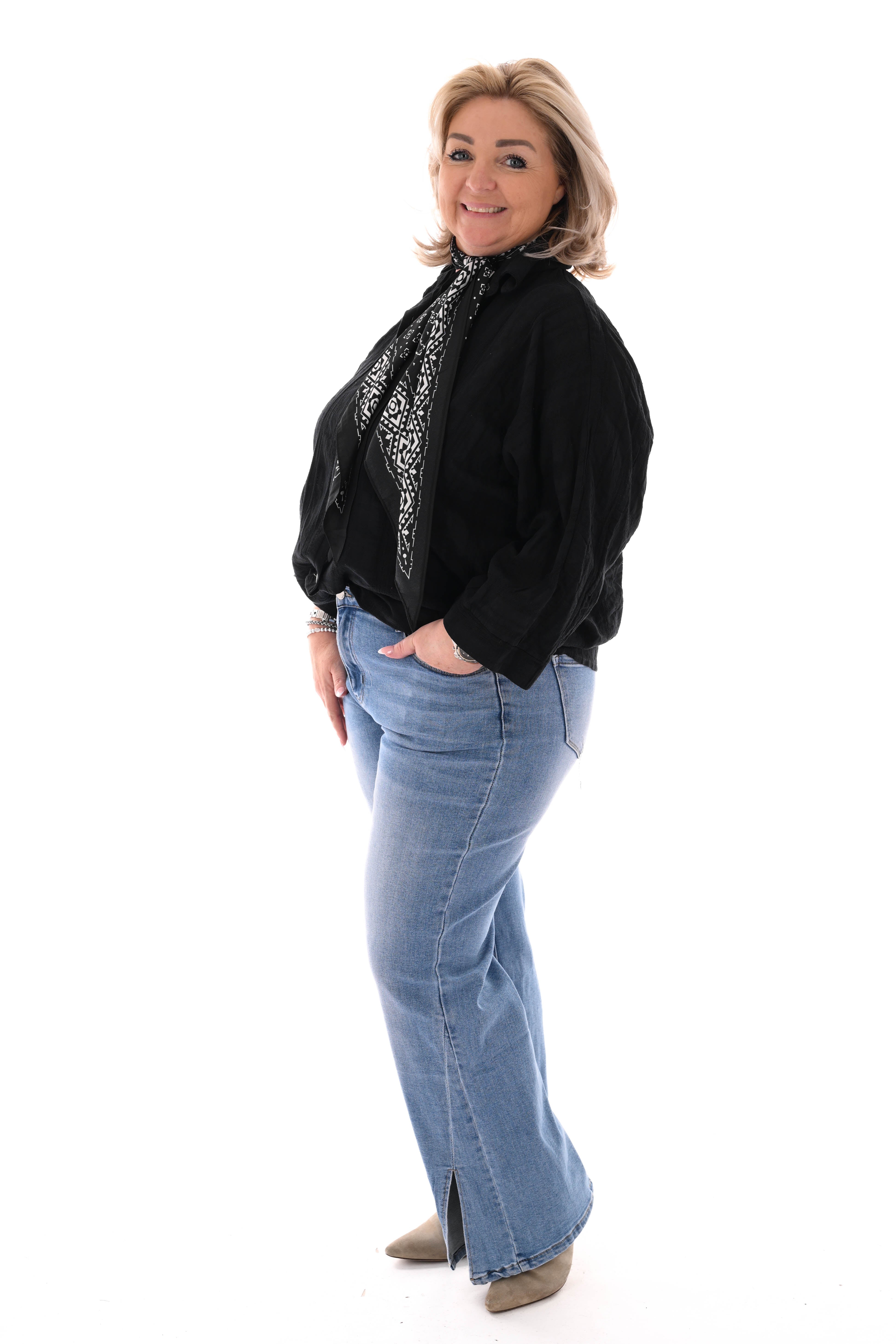 Blouse 3/4e mouwen uni zwart