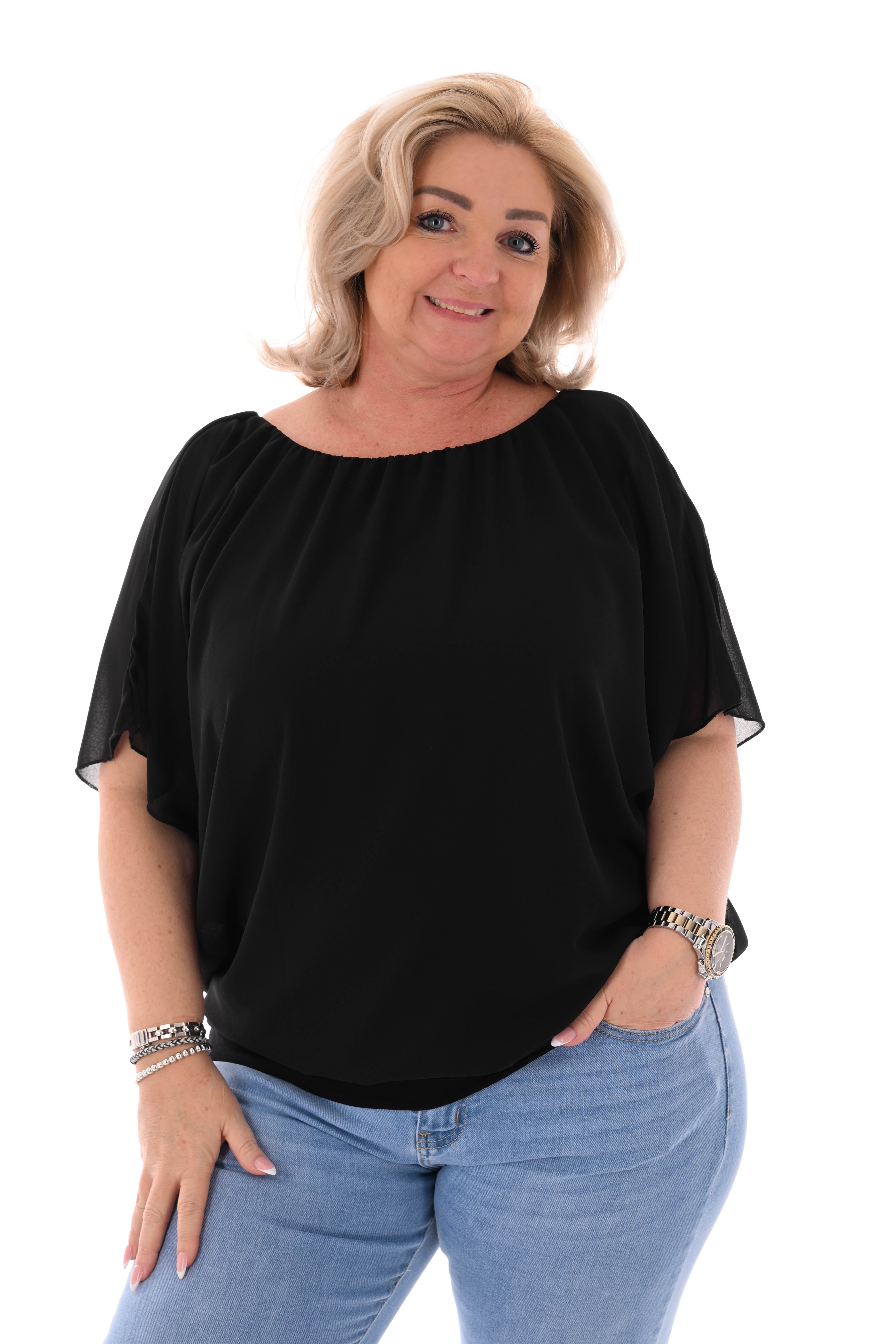 Ballon top korte mouwen uni zwart