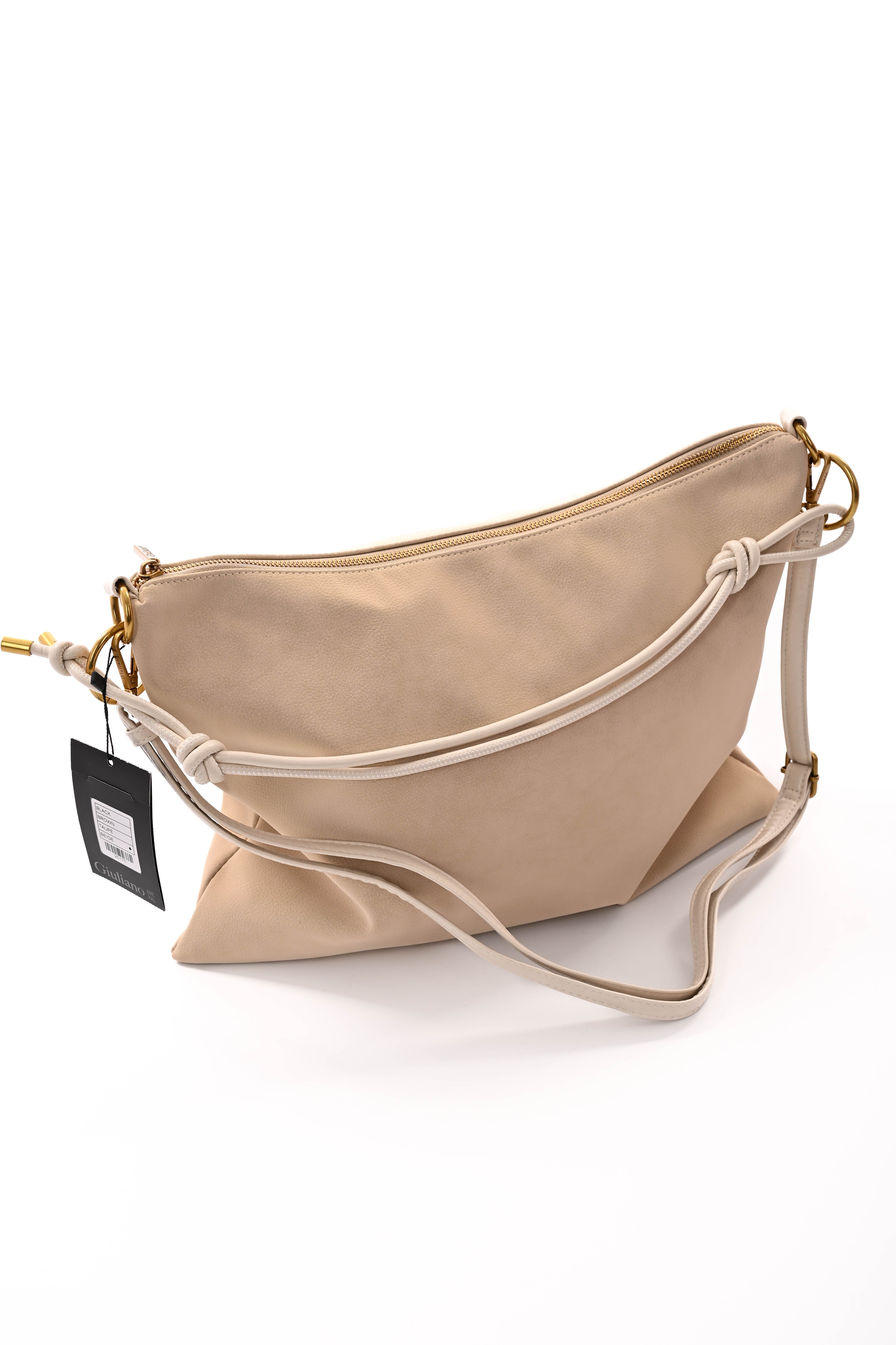 Grote vierkante tas met cirkels beige