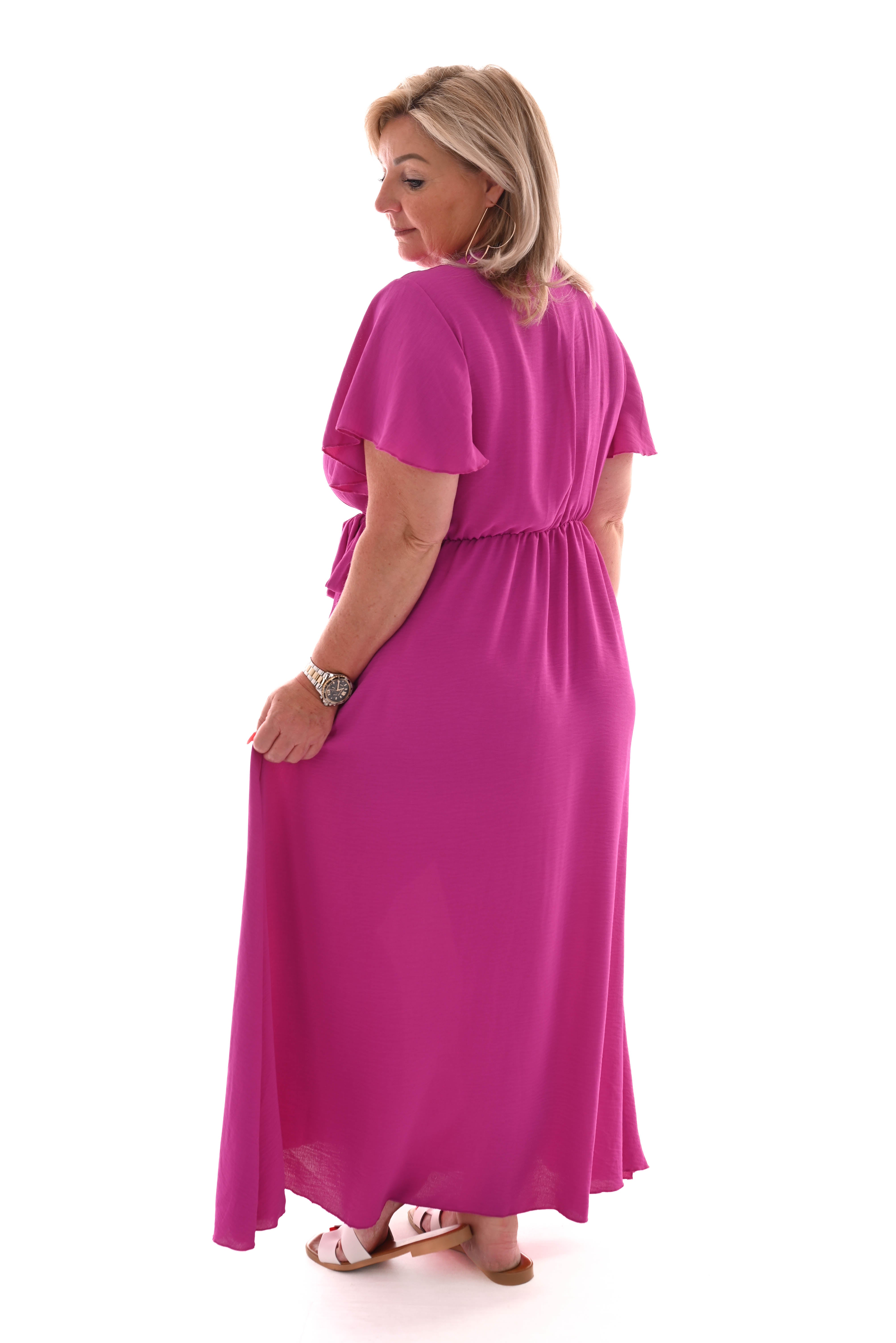 Maxi jurk met strik uni cyclaam