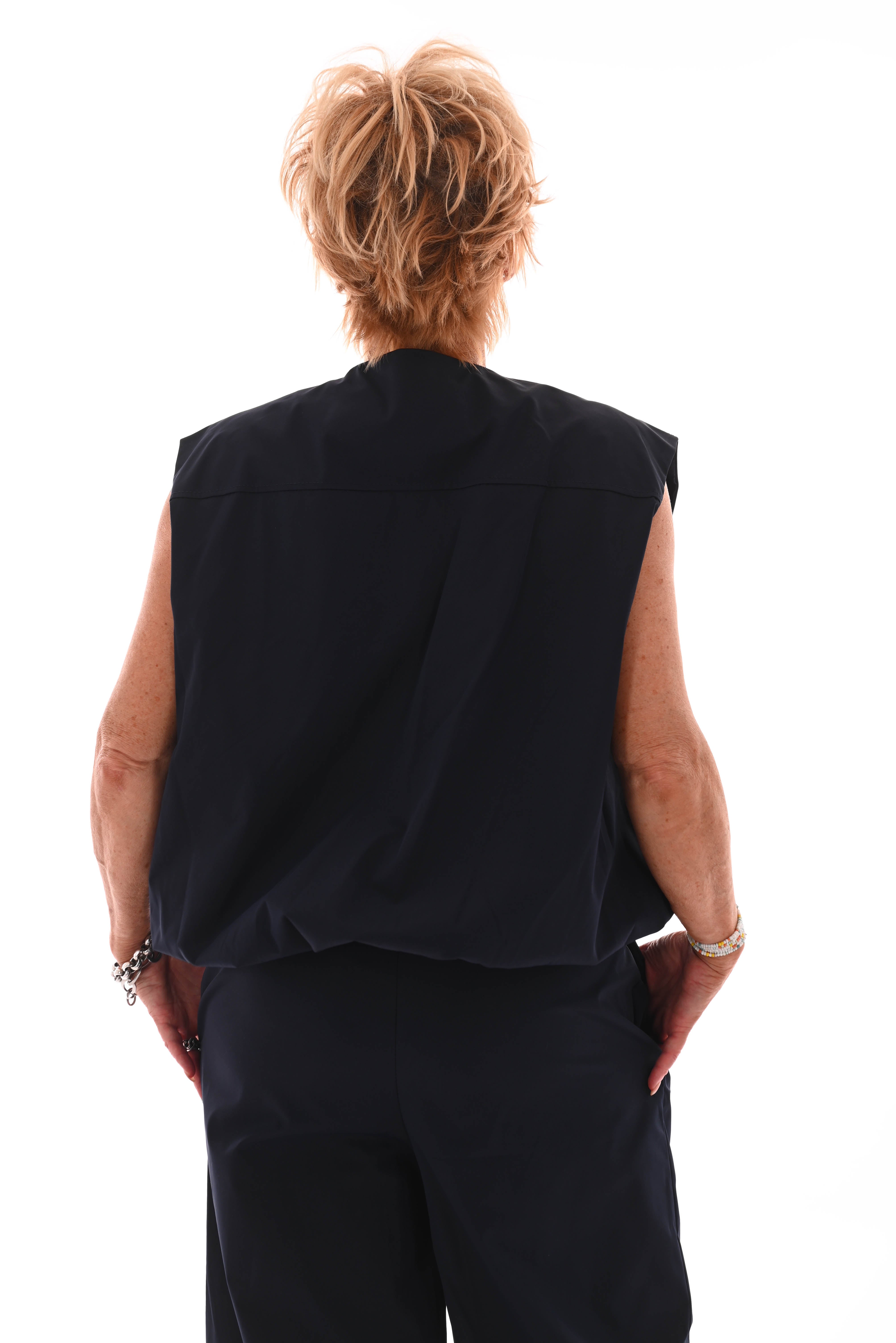 wijde broek uni elastieken band marineblauw