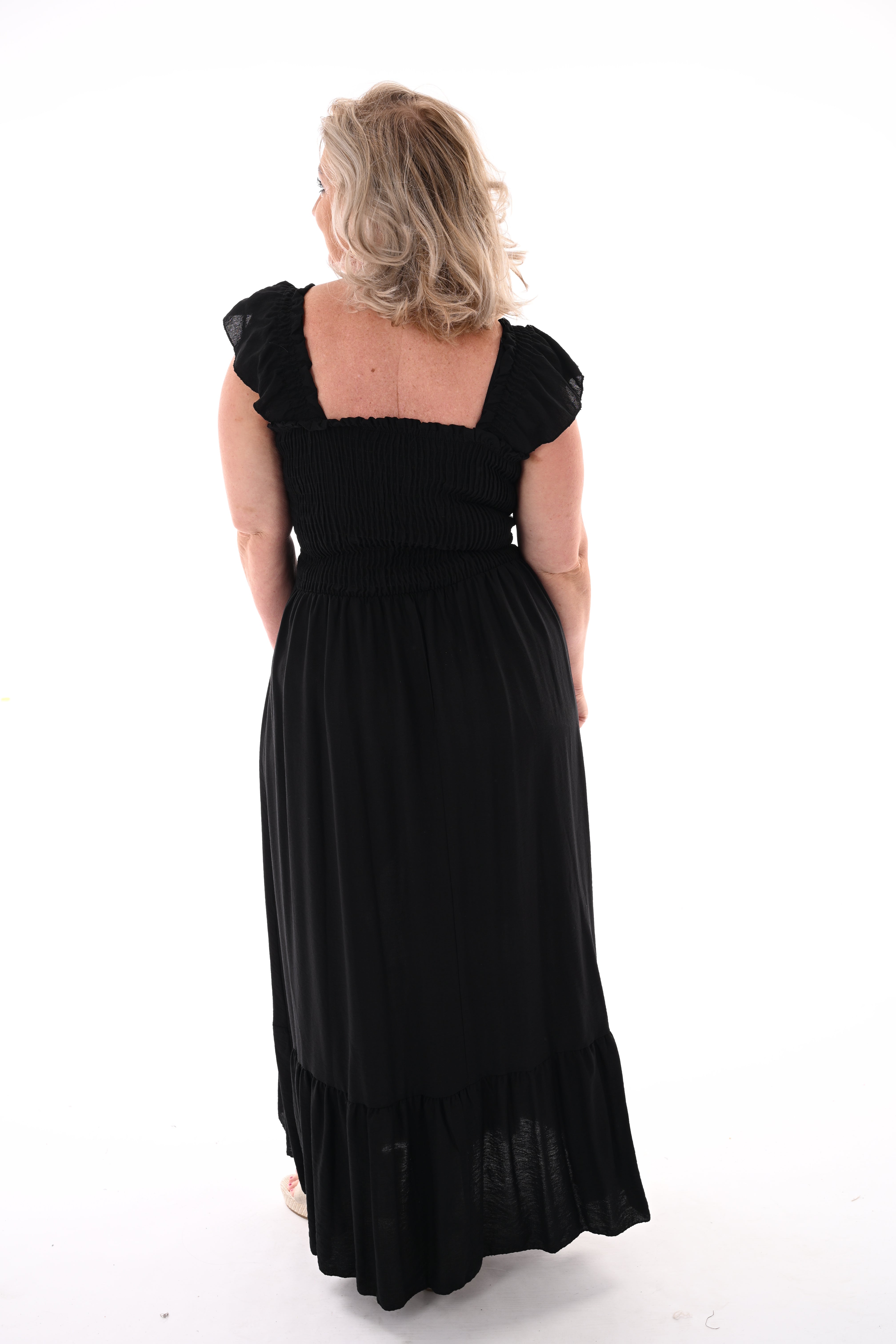 Lange jurk smock top zwart