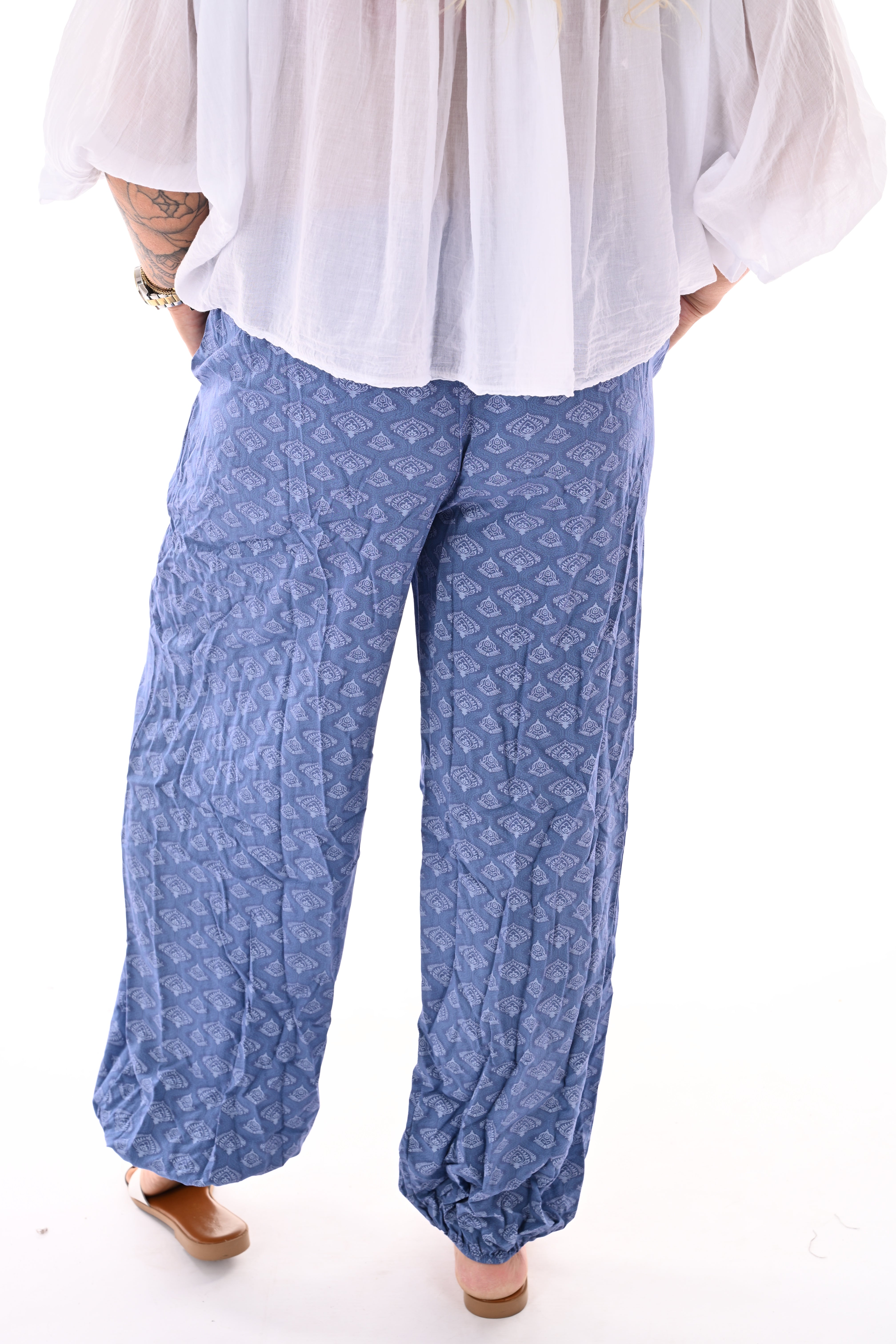 Ballon broek print paisley blauw