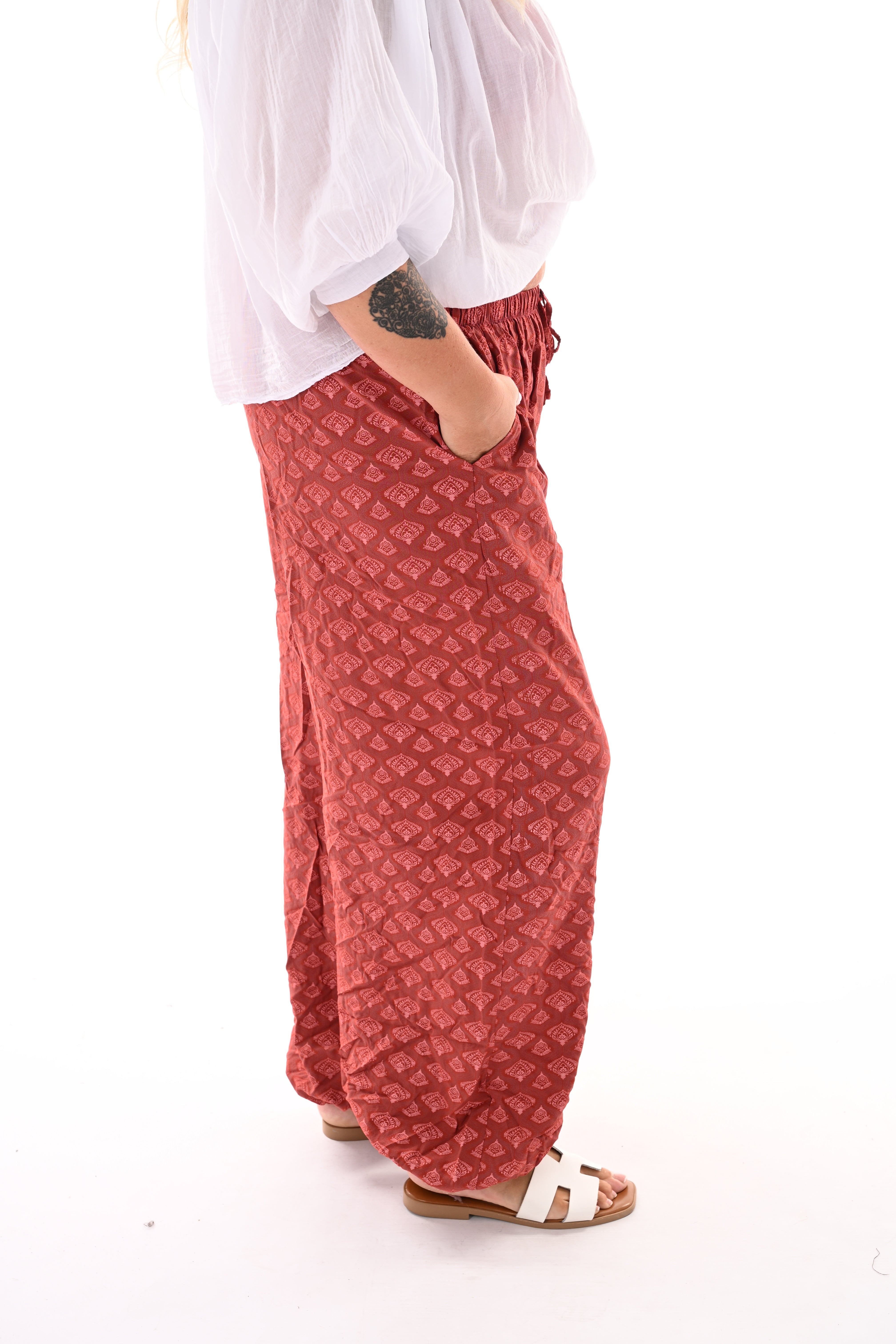 Ballon broek print paisley rood