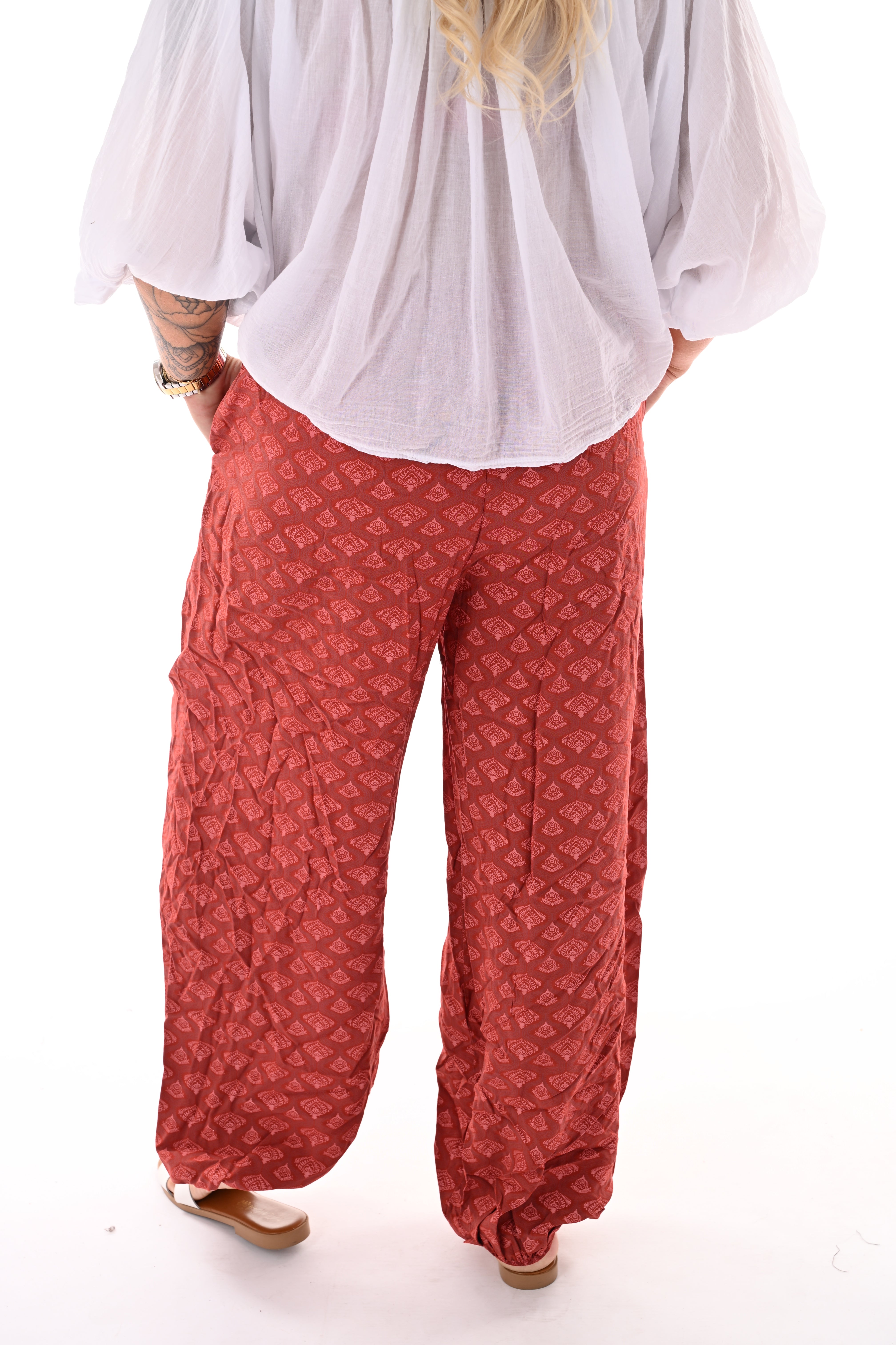 Ballon broek print paisley rood