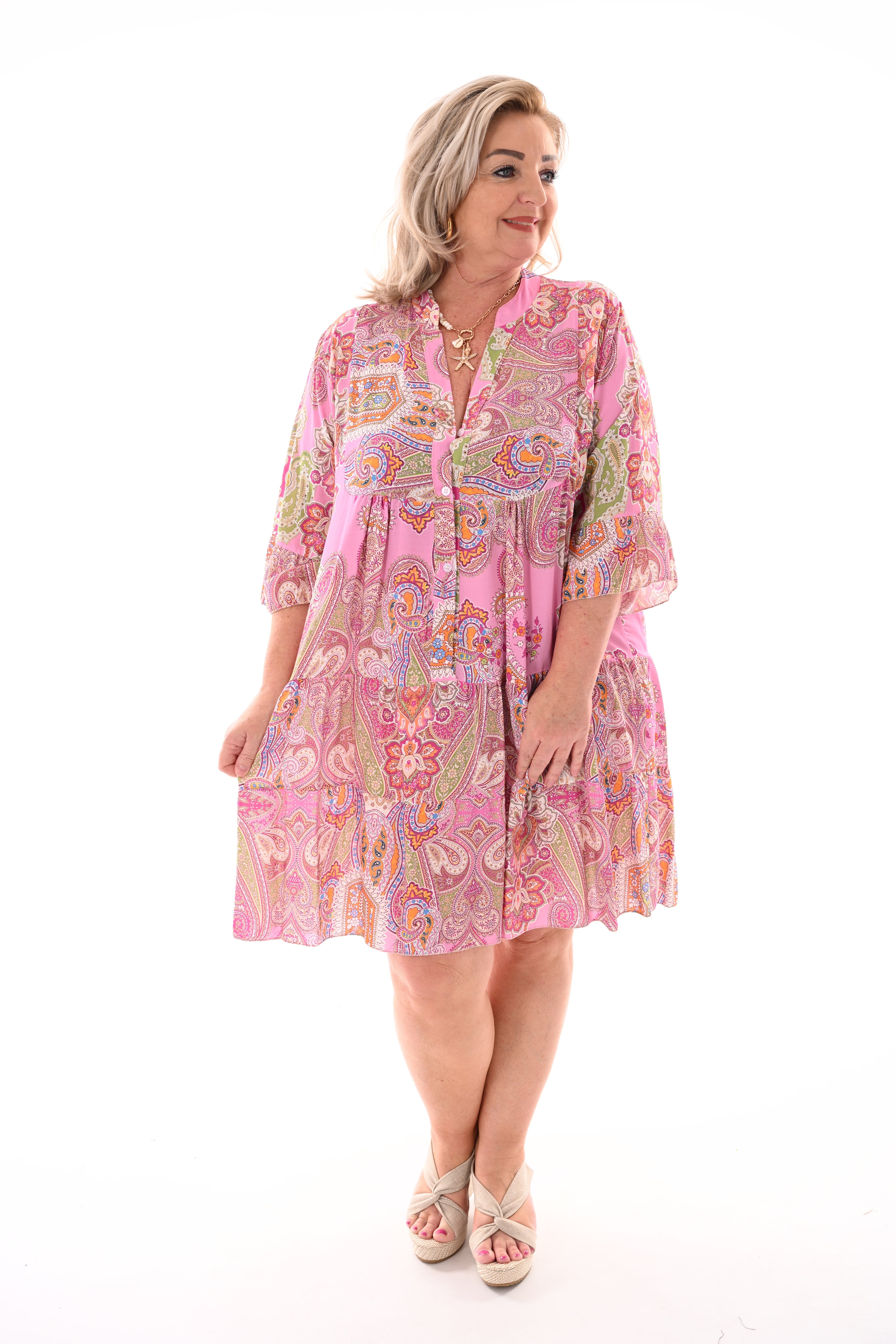 Tuniek paisley lichtroze