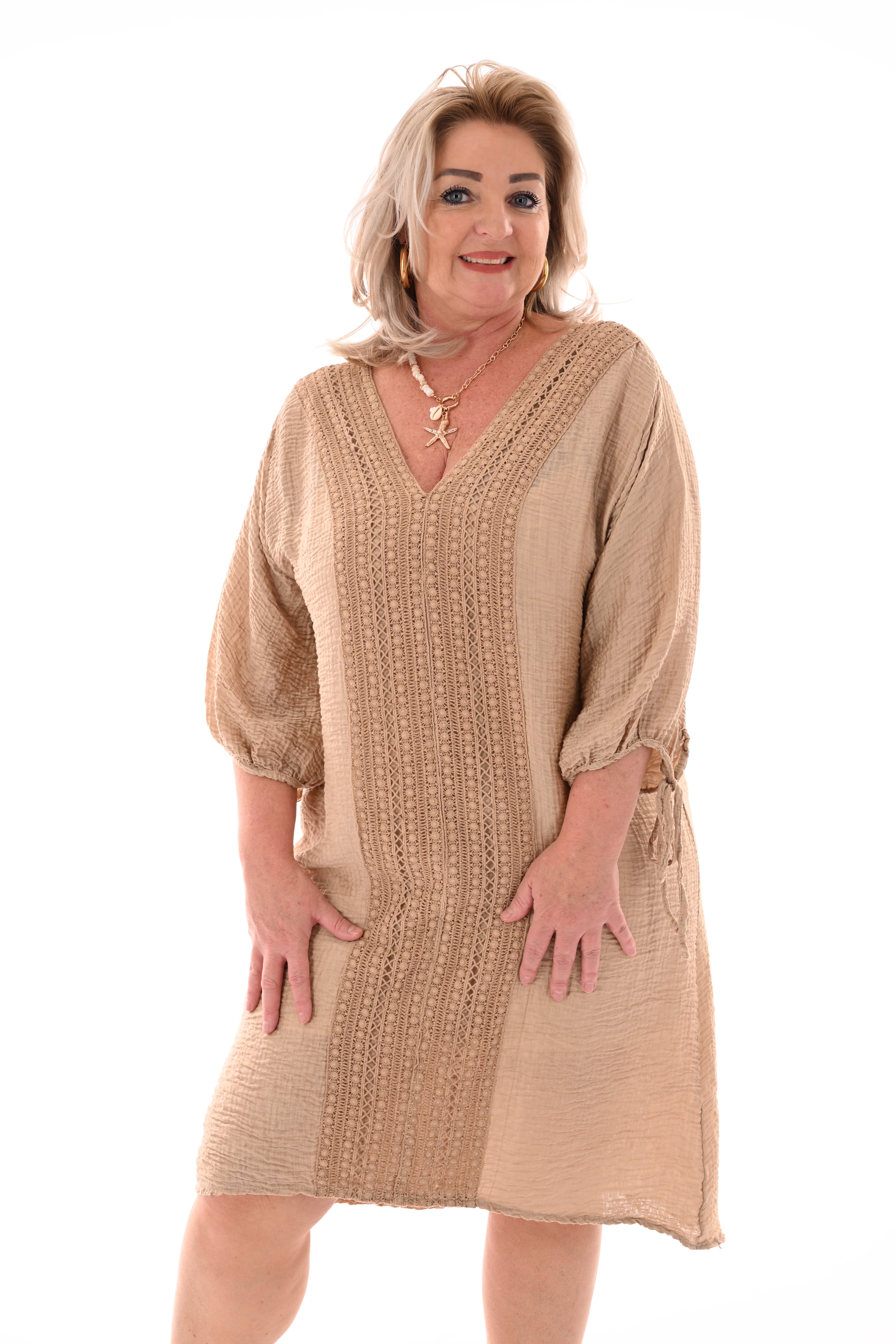 Ibiza crepe tuniek camel
