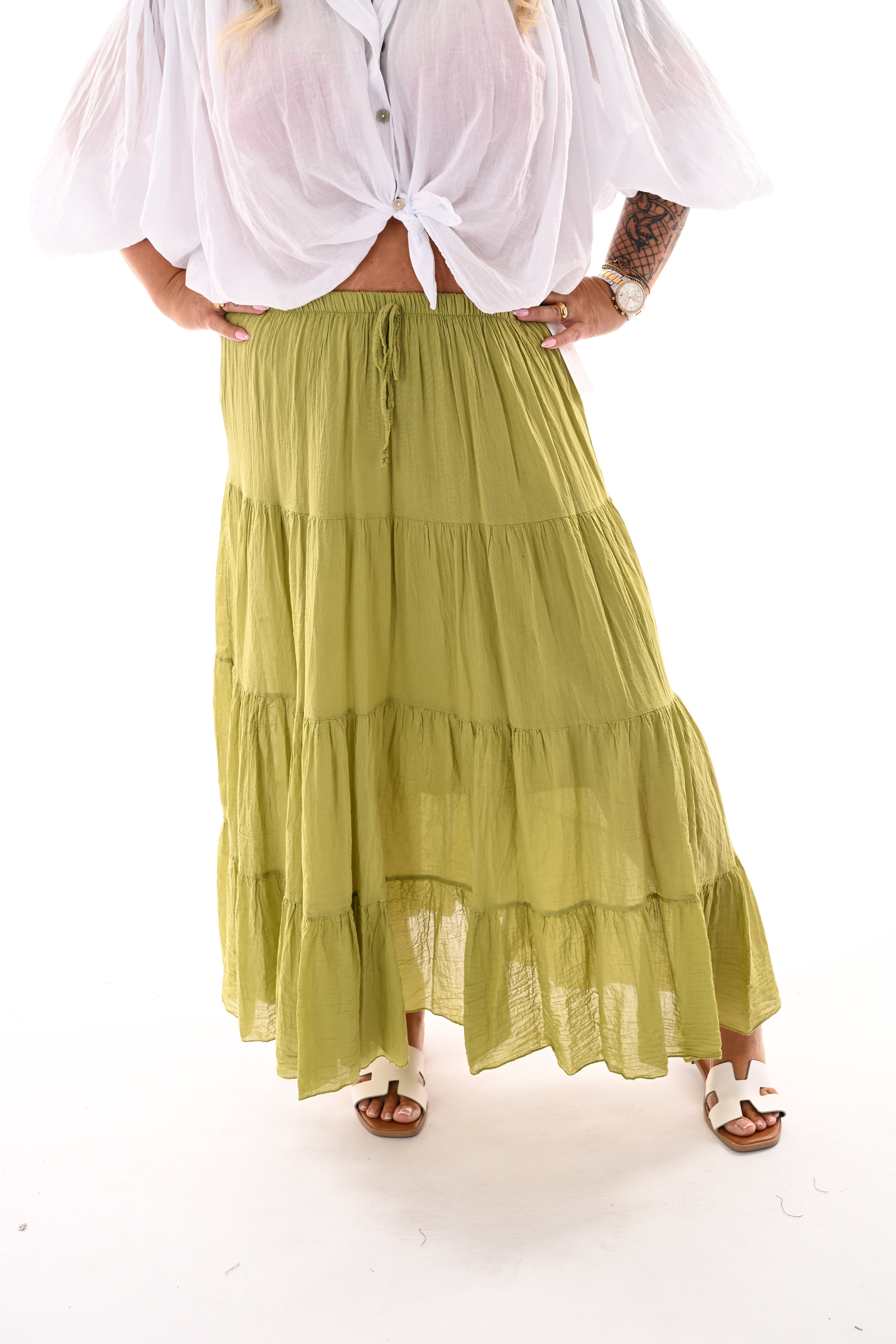 Lange rok stroken lime