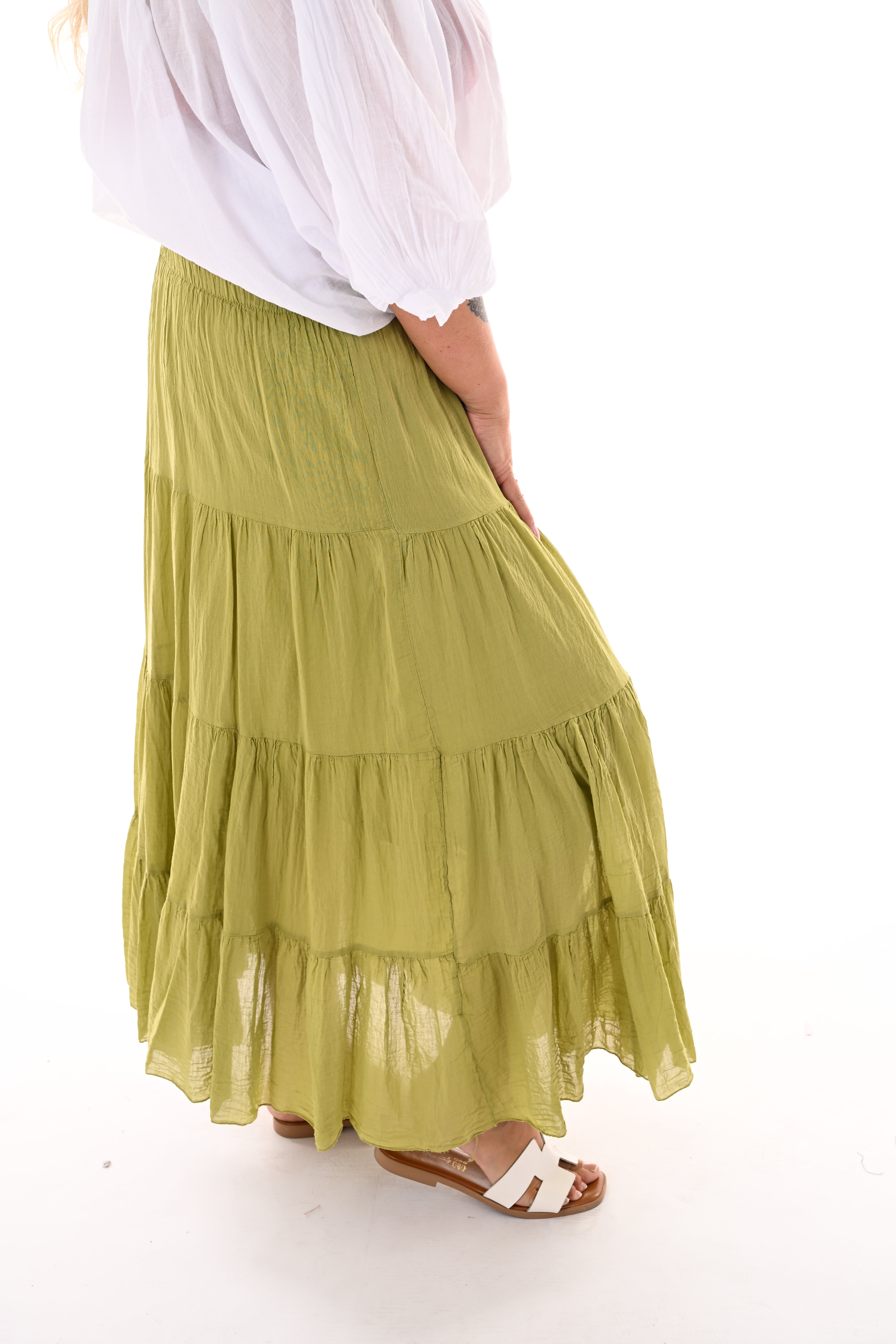 Lange rok stroken lime