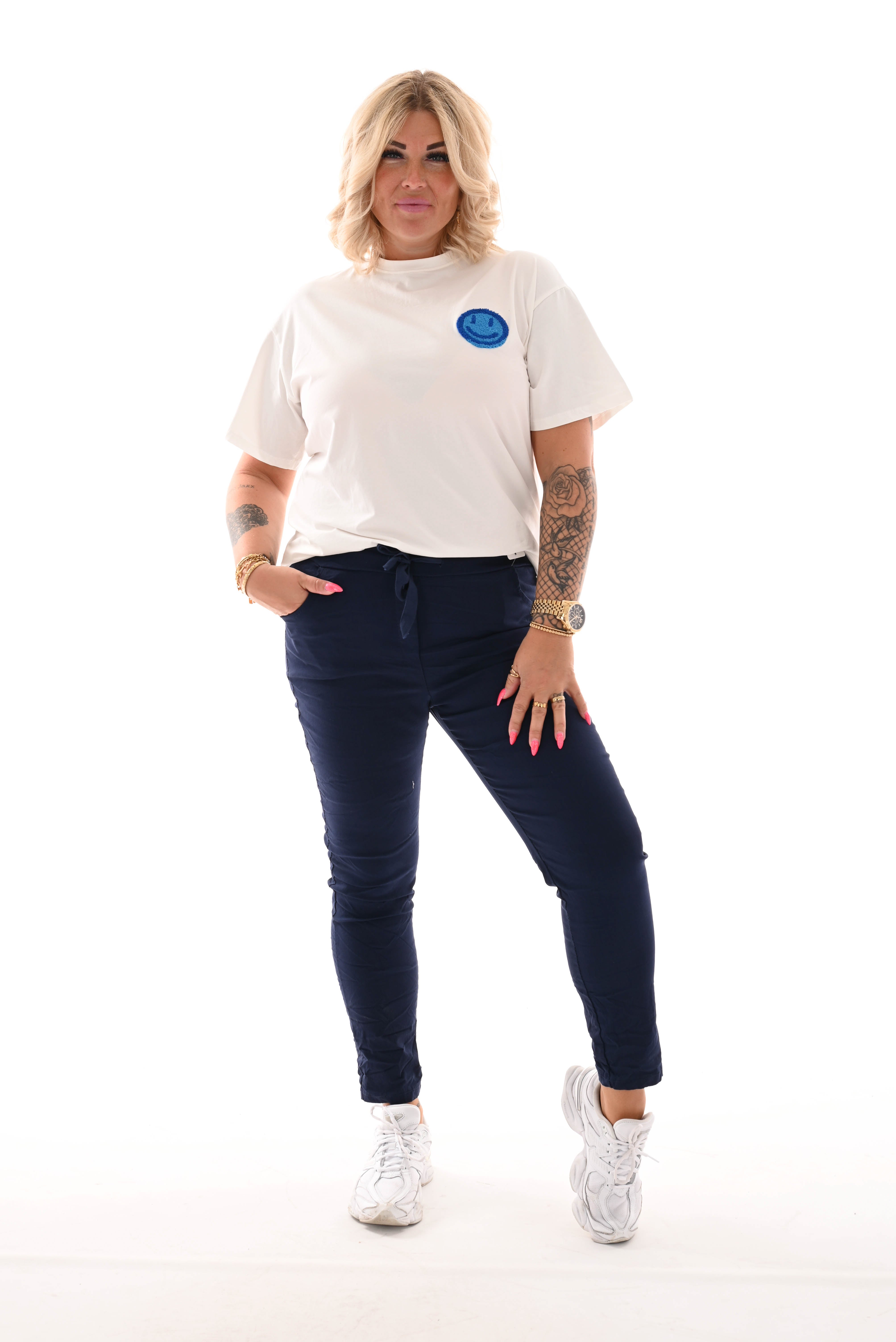 T-shirt Good Vibes Smiley teddy blauw