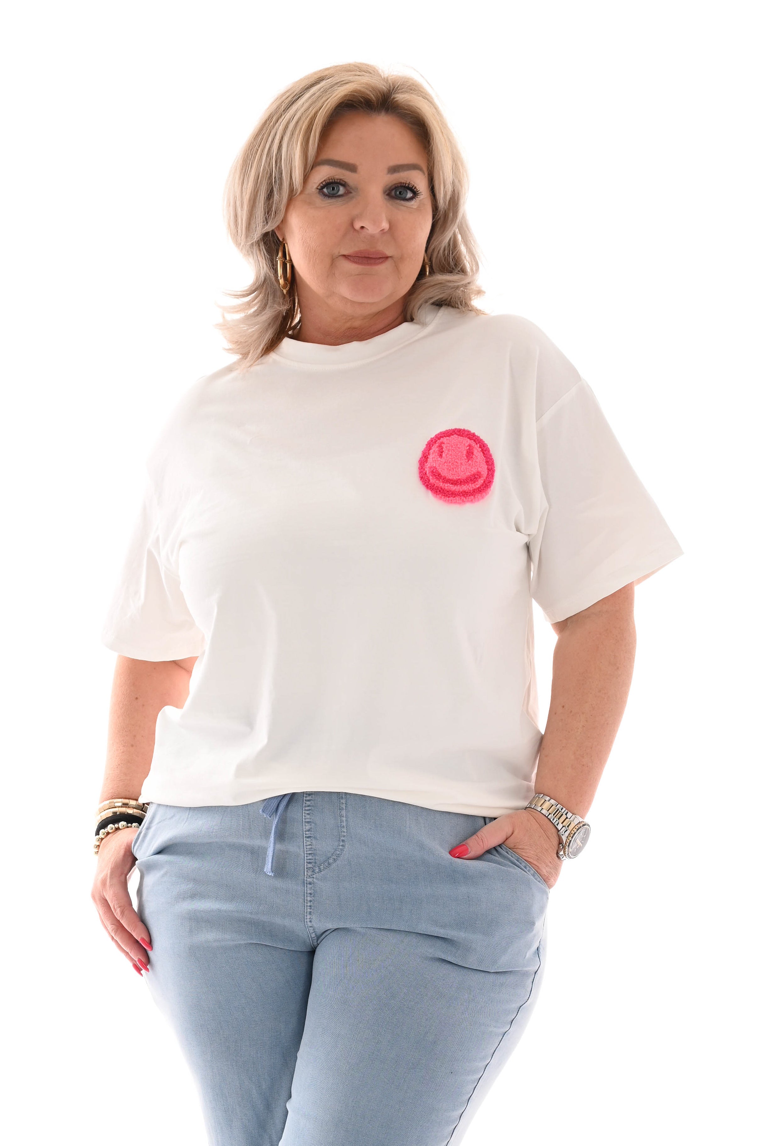 T-shirt Good Vibes Smiley teddy fuchsia