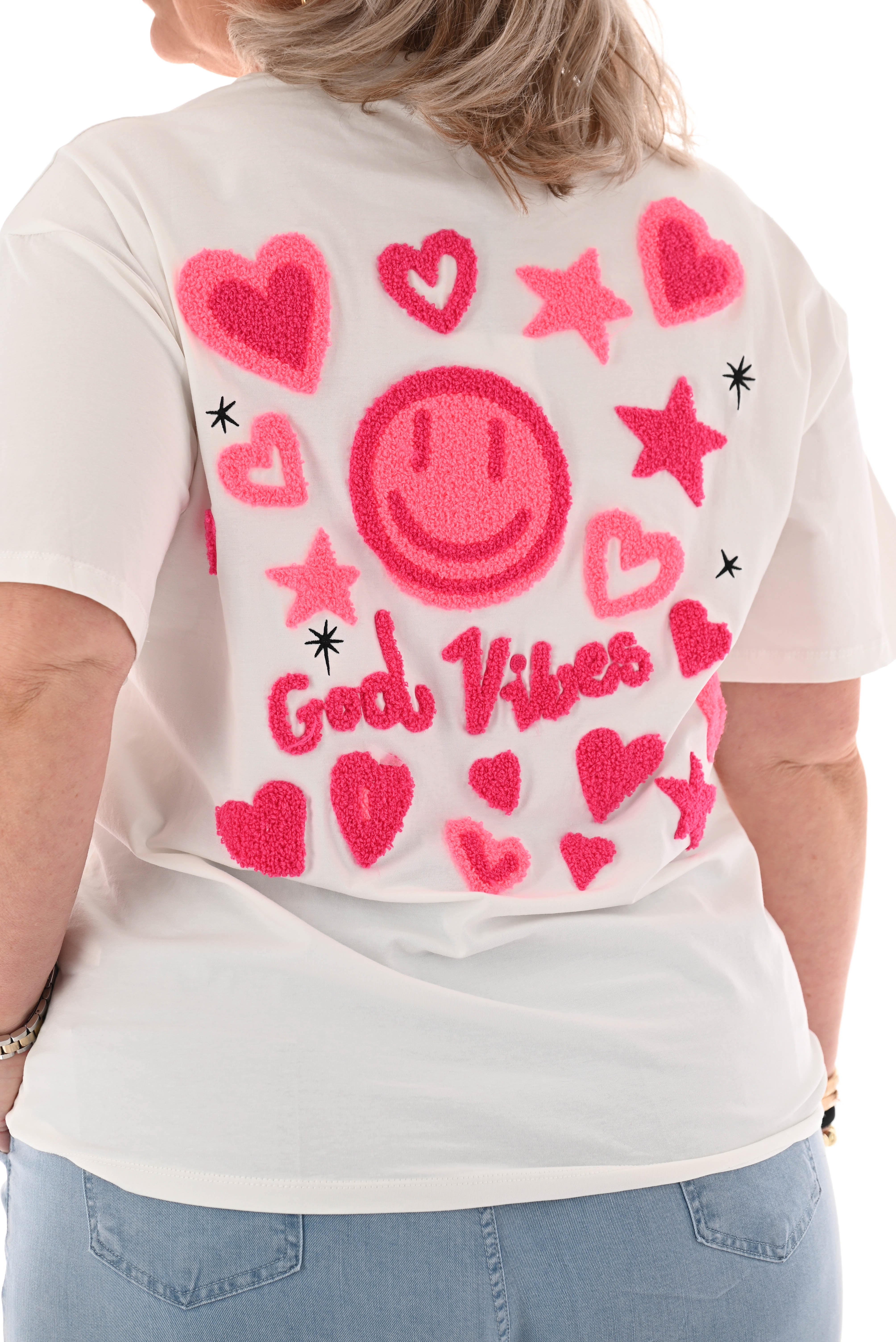T-shirt Good Vibes Smiley teddy fuchsia