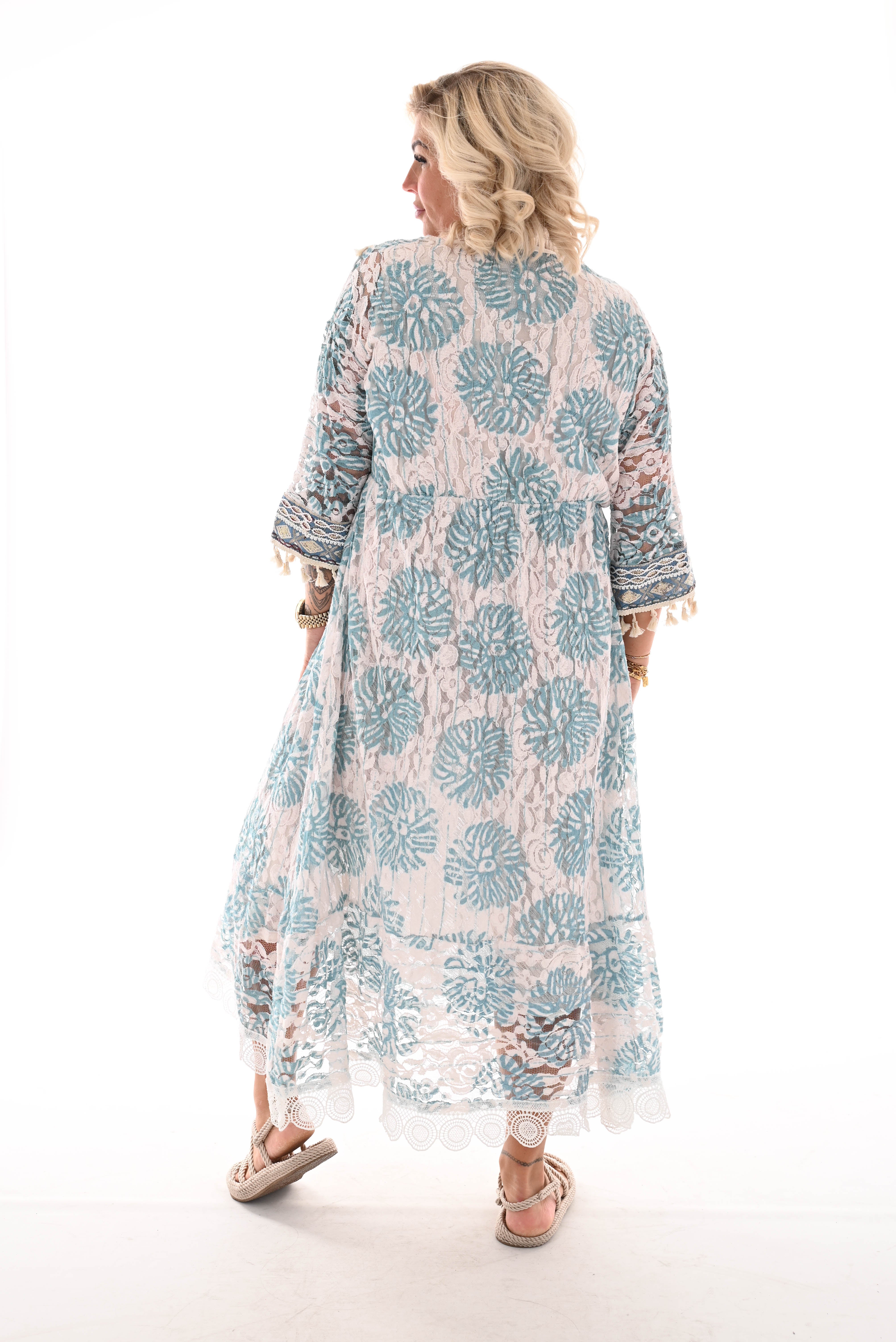 Bohemian dress v-hals turquoise
