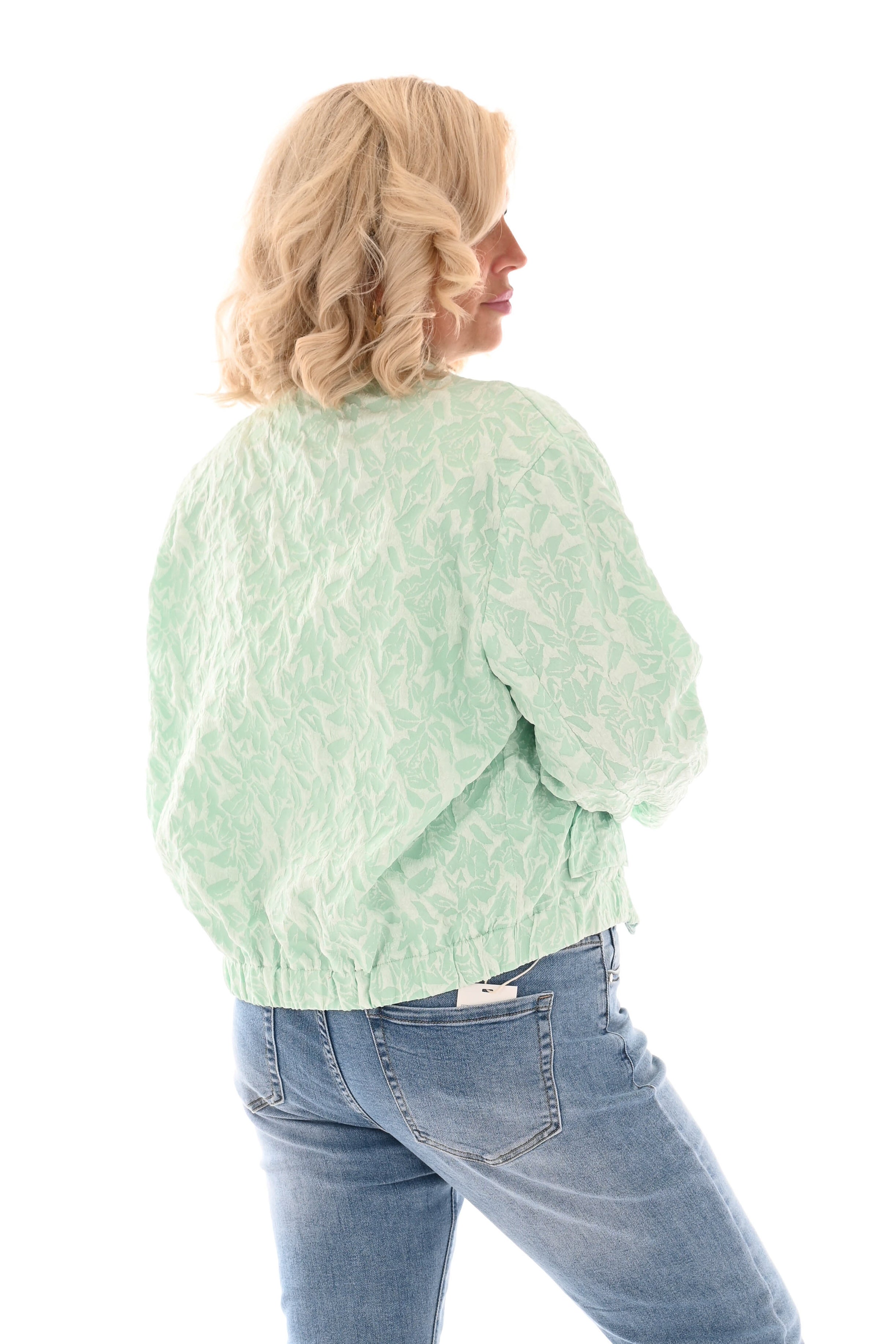 Bomber silky patroon lichtgroen