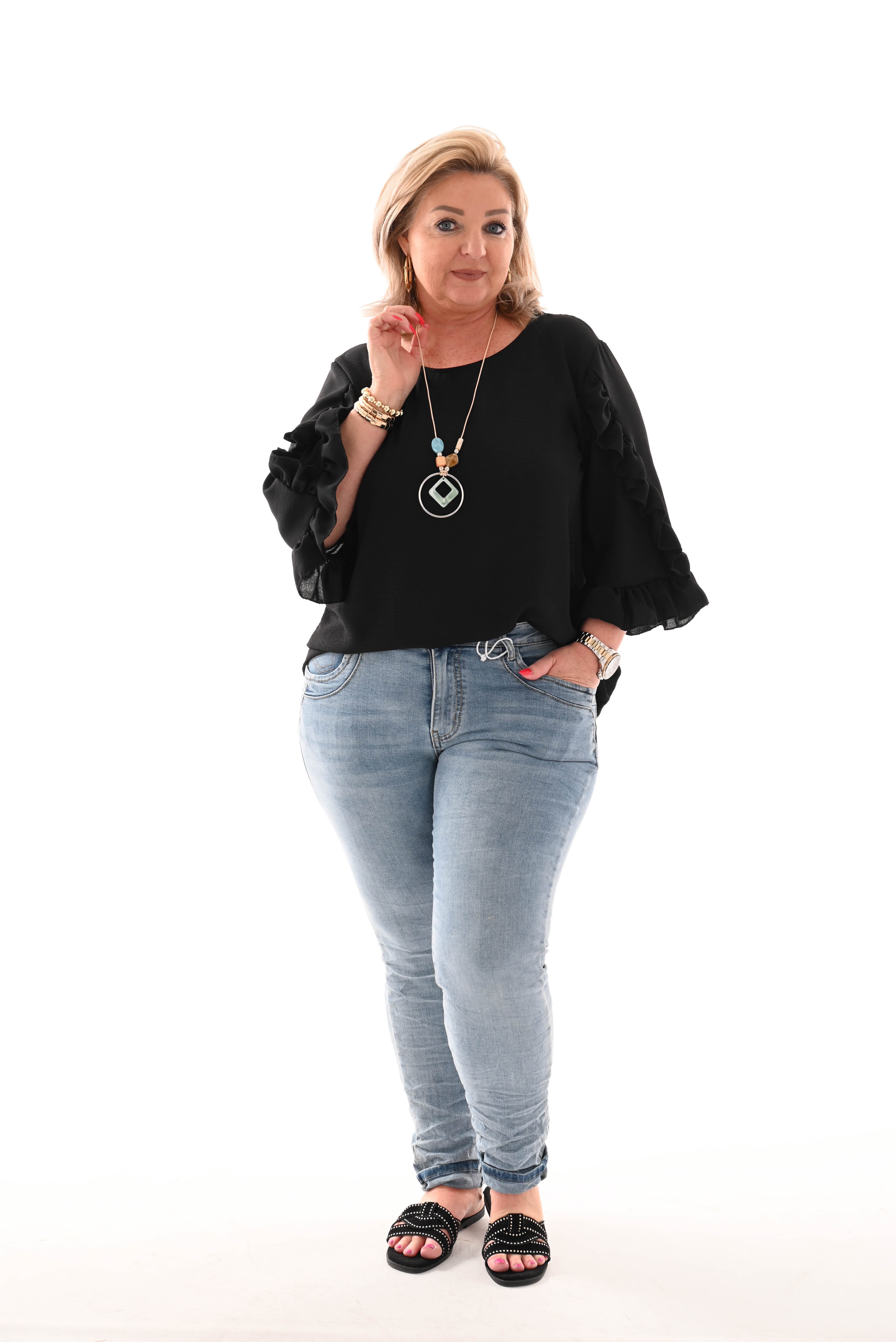 Top ruffles zwart