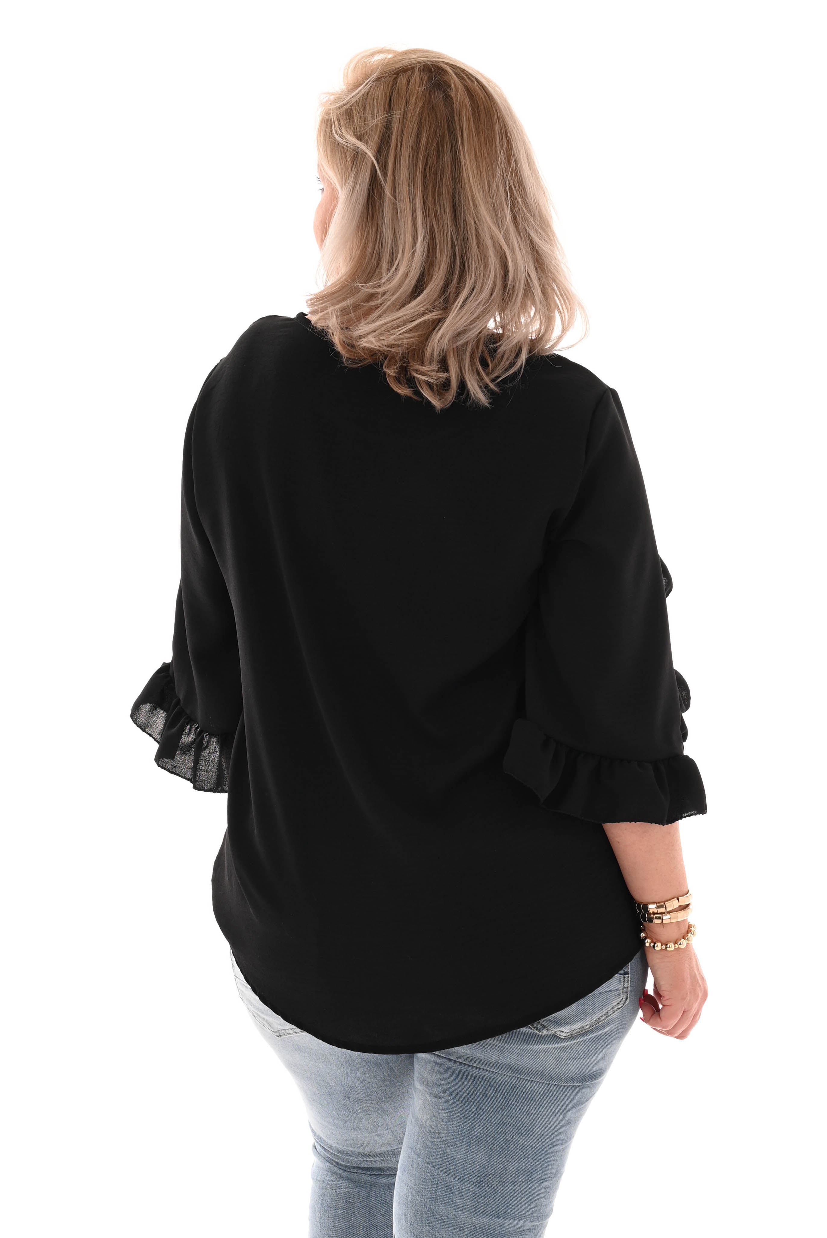 Top ruffles zwart