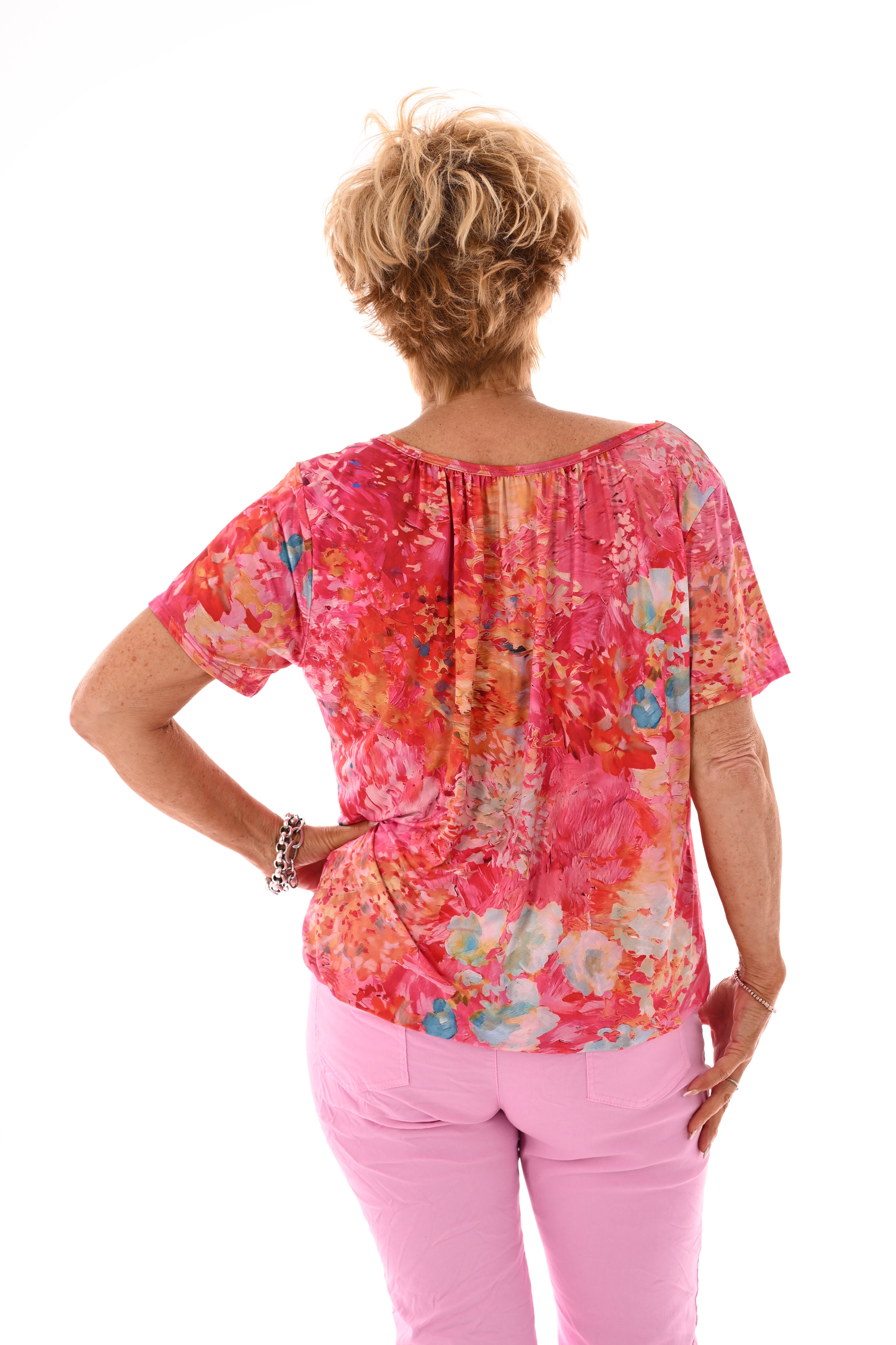 Ballon top print fuchsia