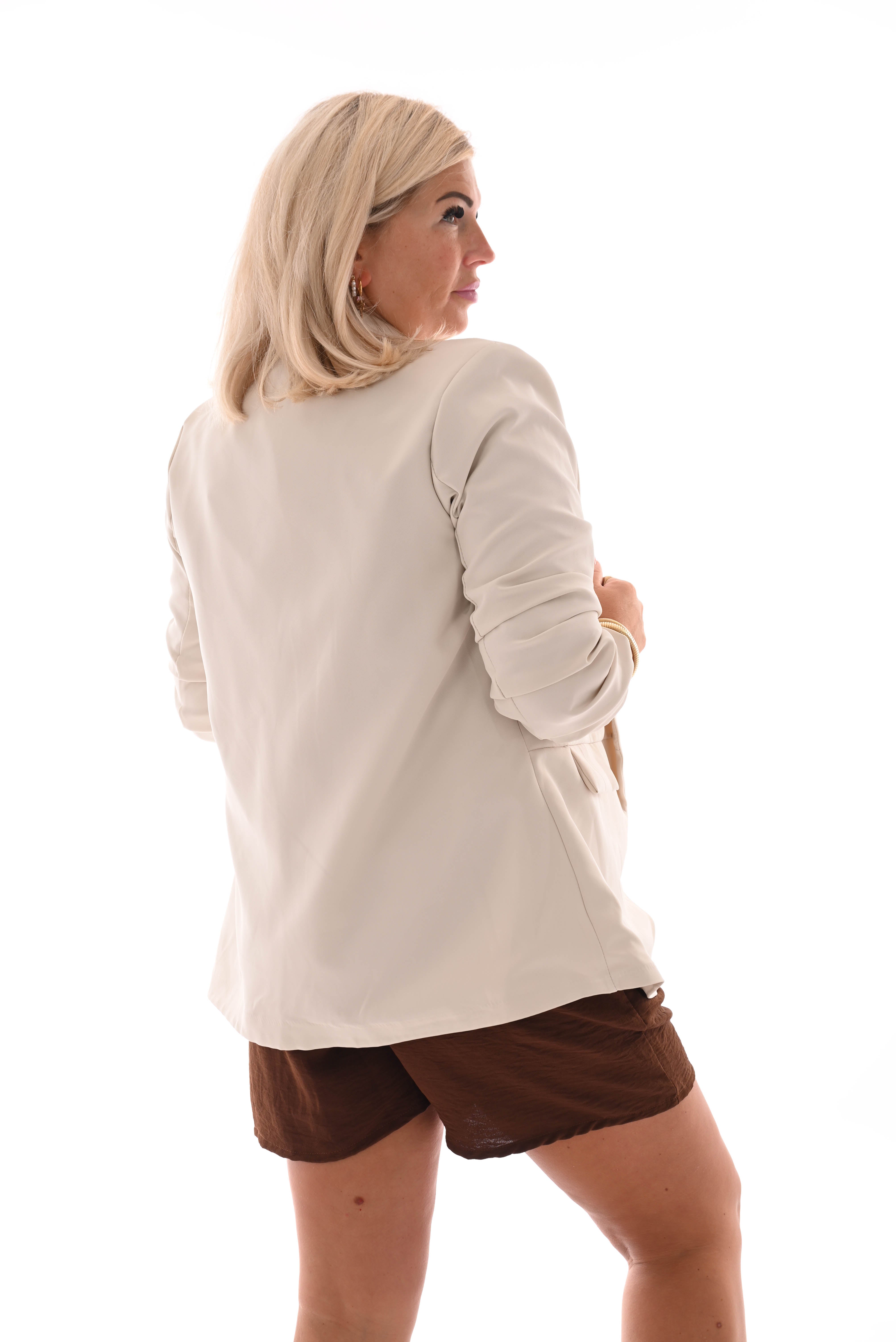 Blazer gedrapeerde mouwen creme