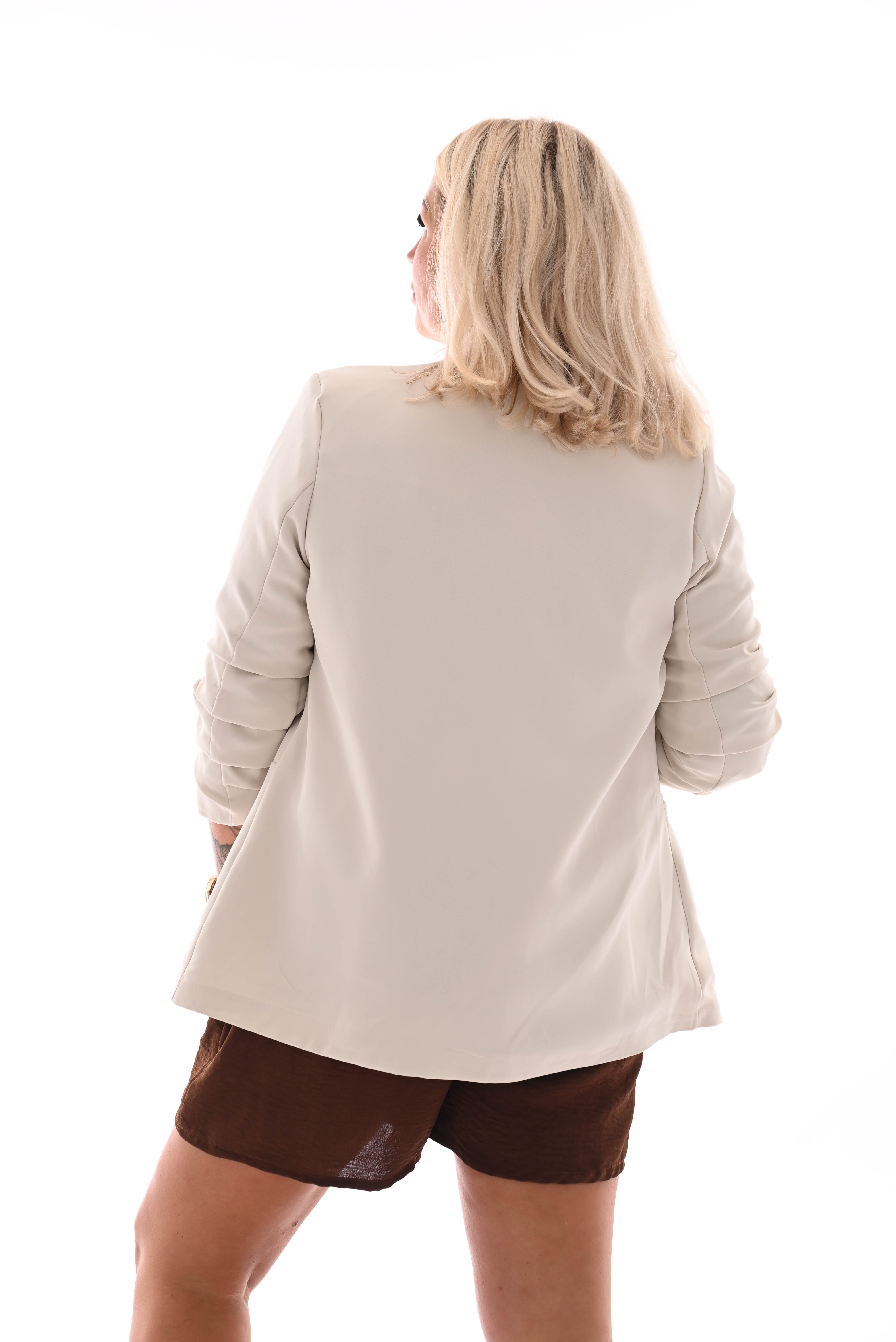 Blazer gedrapeerde mouwen creme