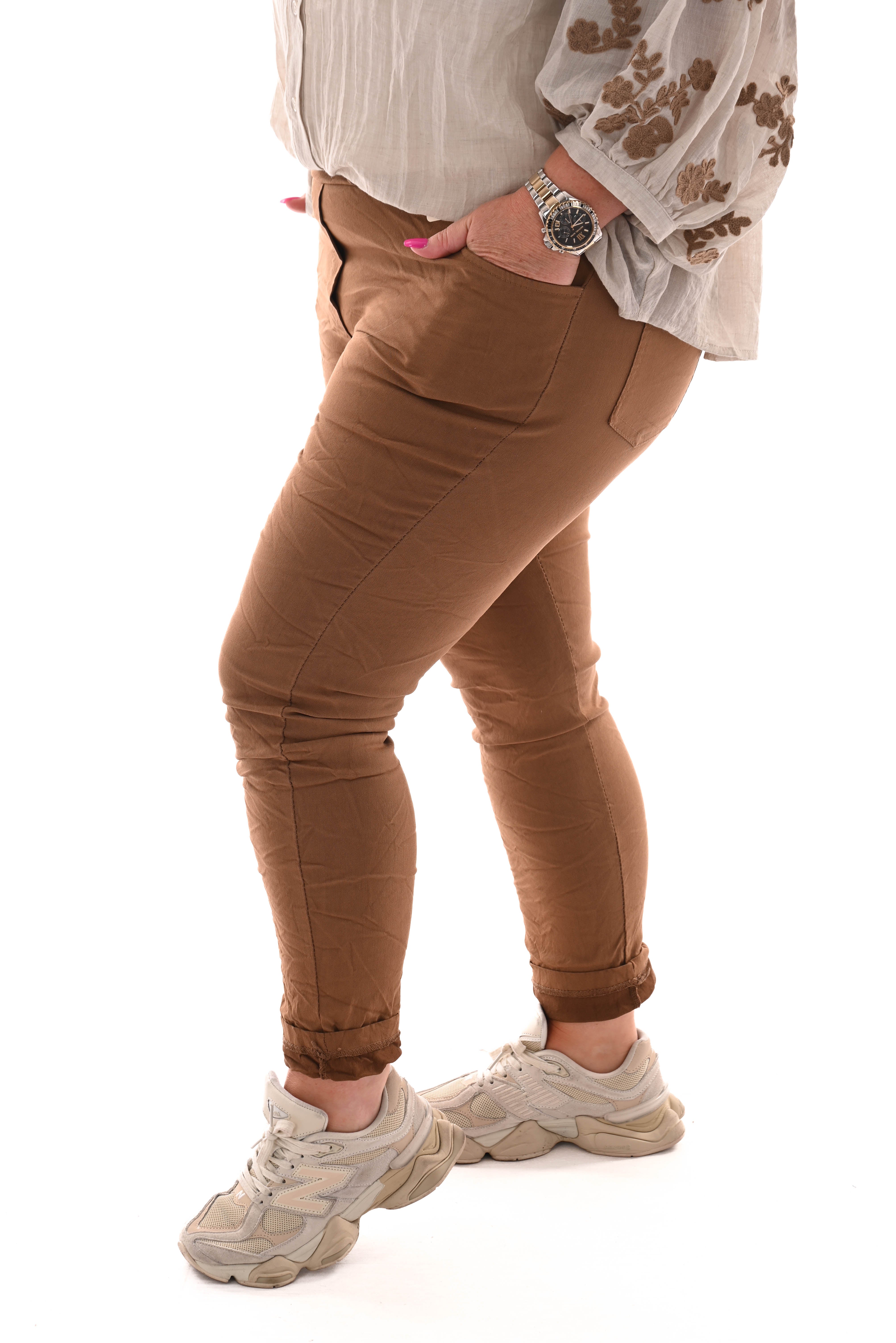 Stretchbroek uni camel
