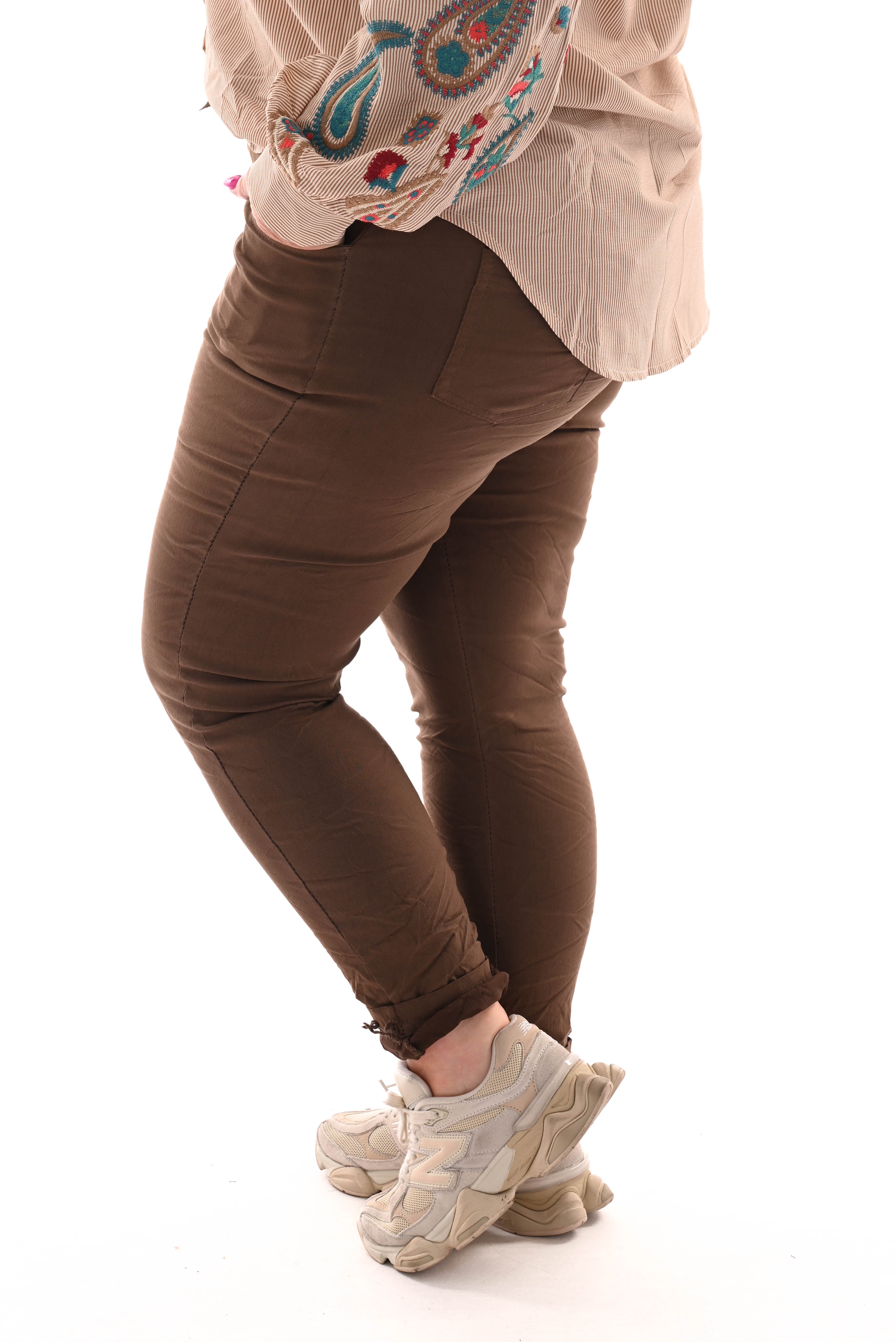 Stretchbroek uni bruin