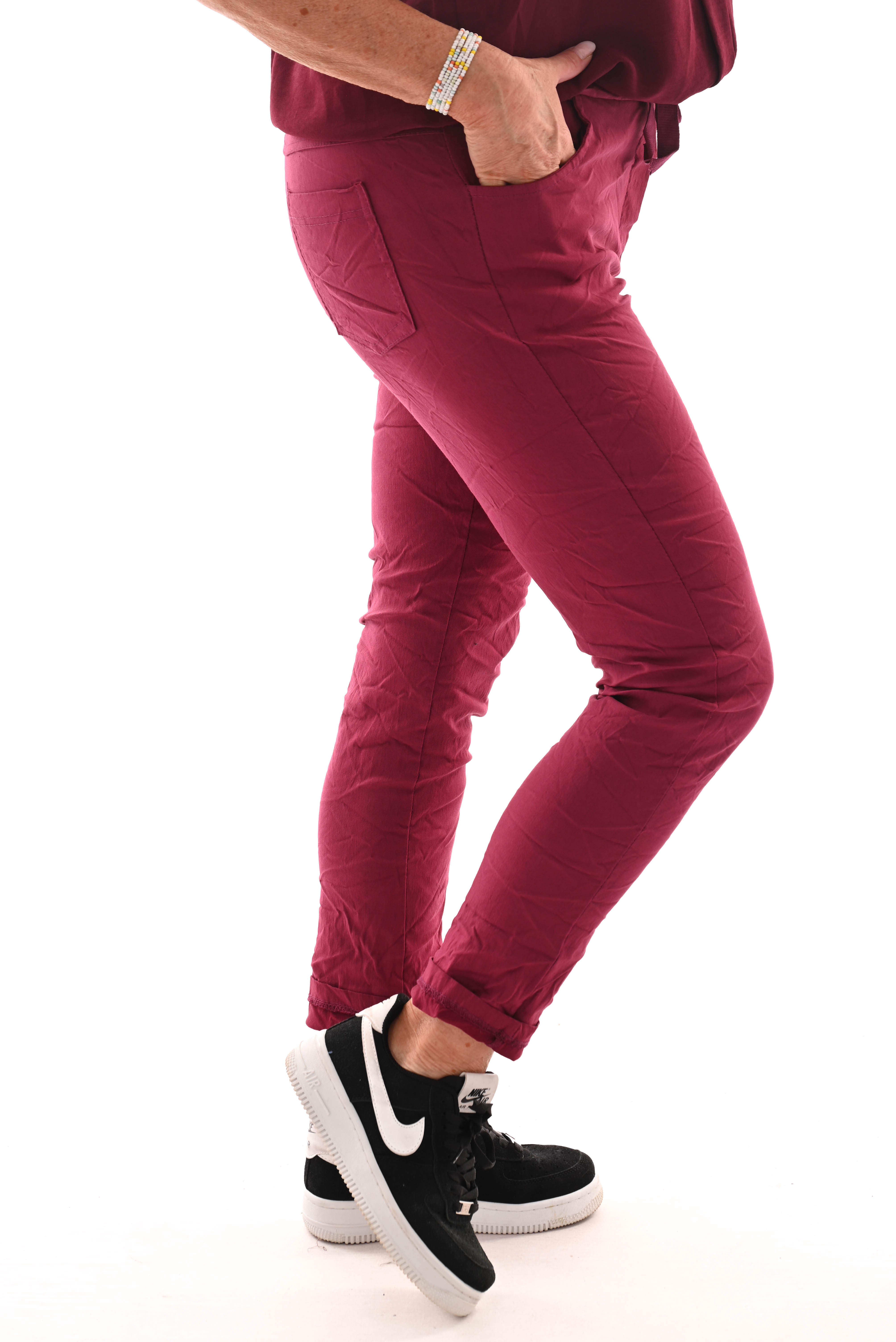 Stretchbroek uni bordeaux