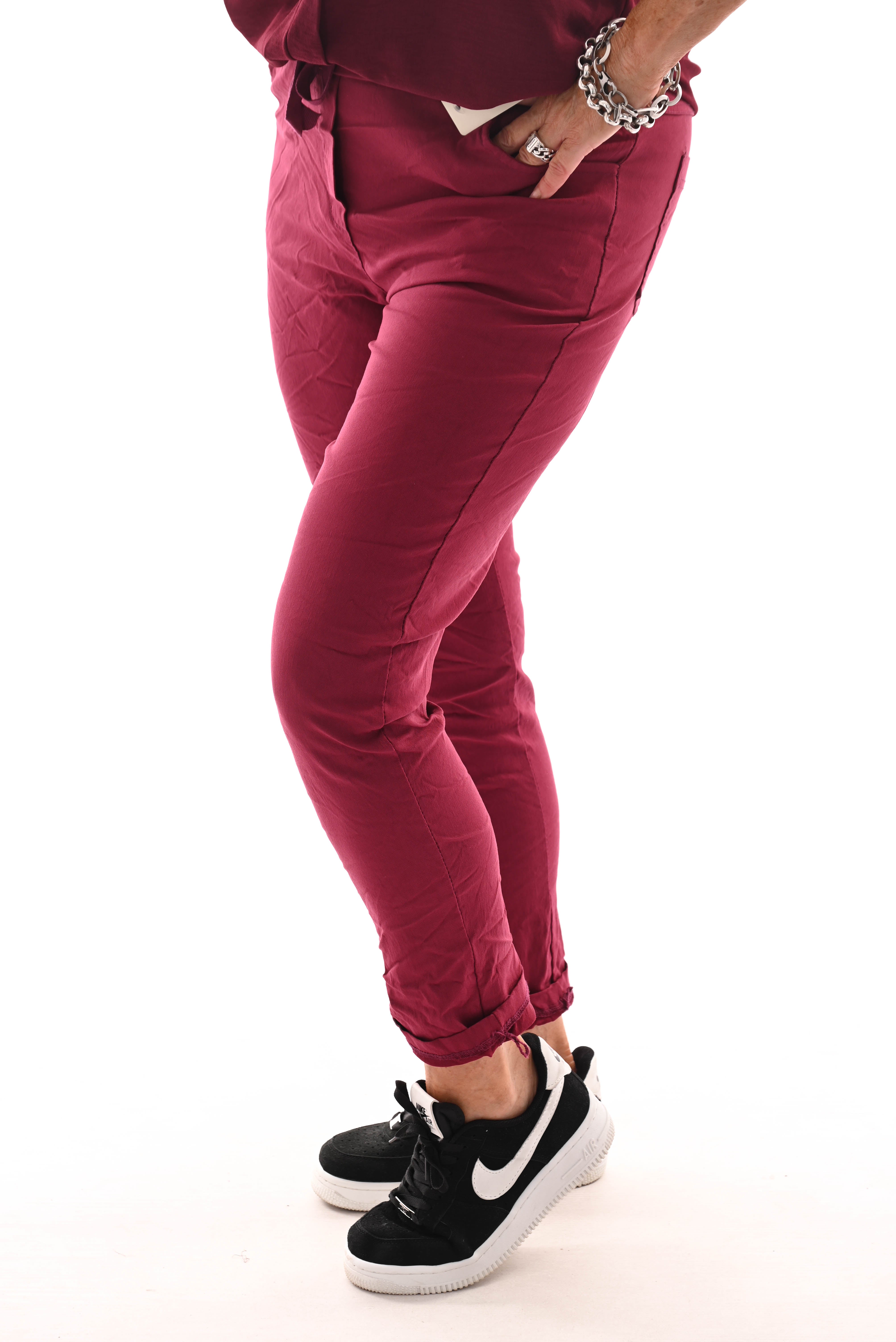 Stretchbroek uni bordeaux