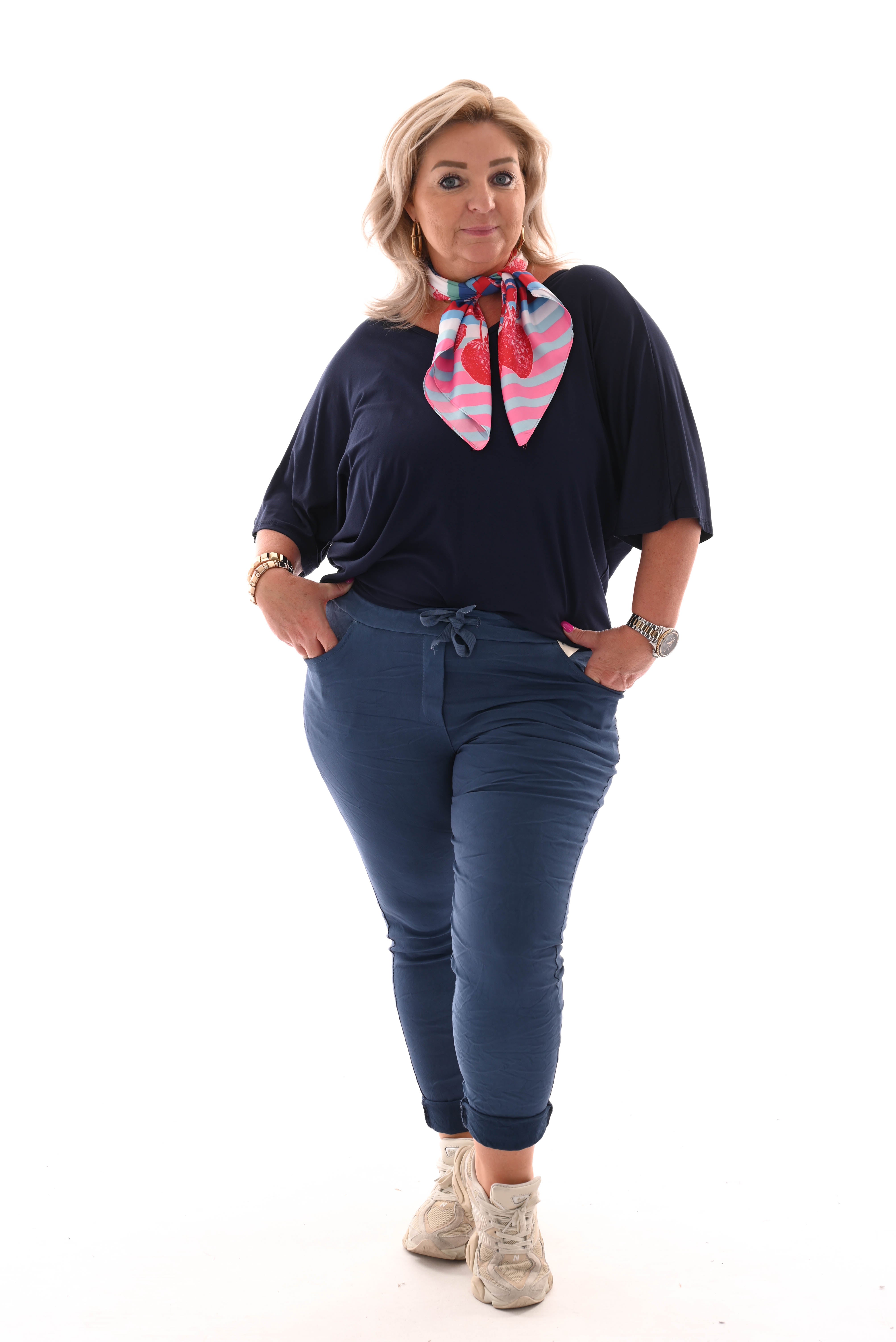 Stretchbroek uni jeansblauw