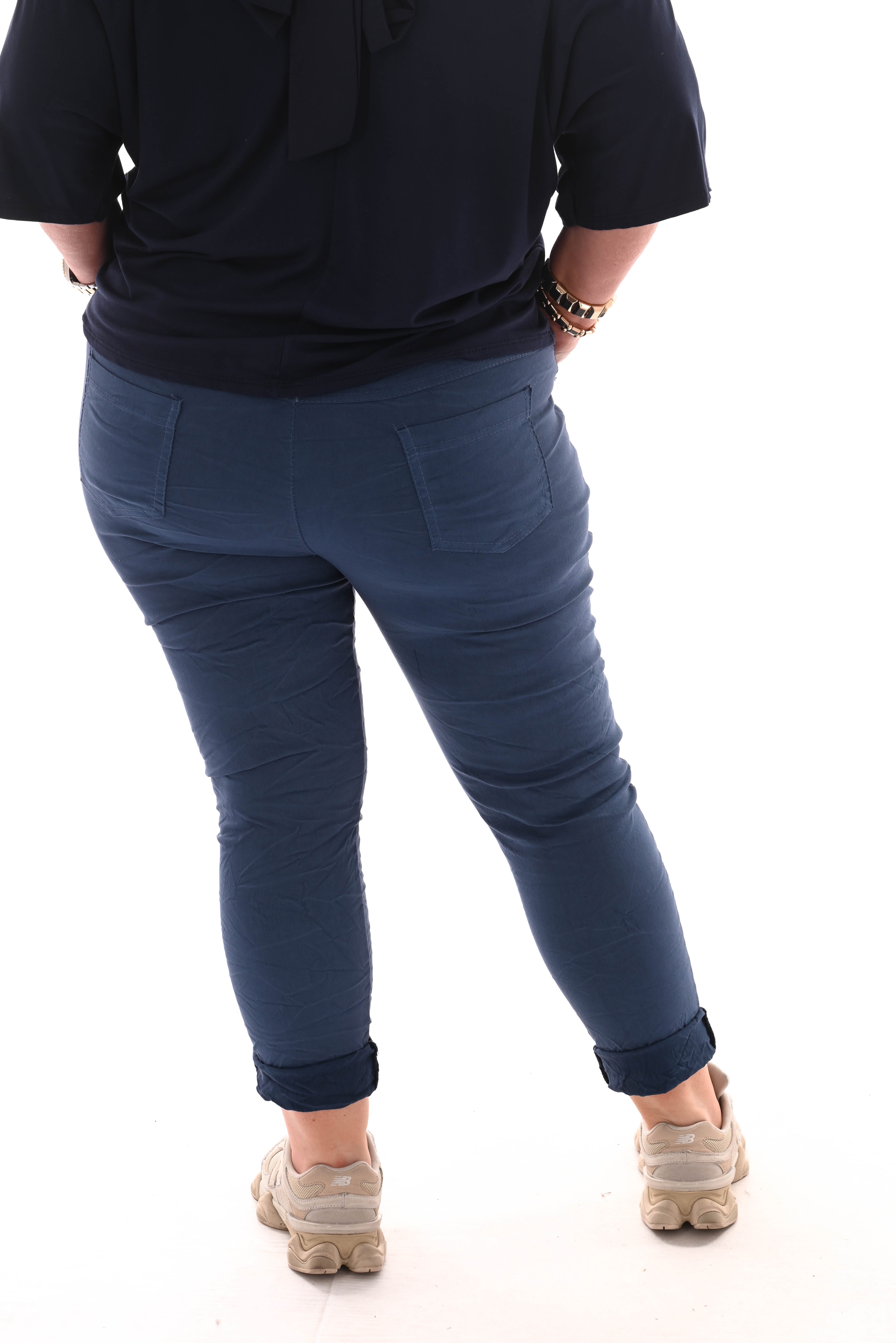 Stretchbroek uni jeansblauw