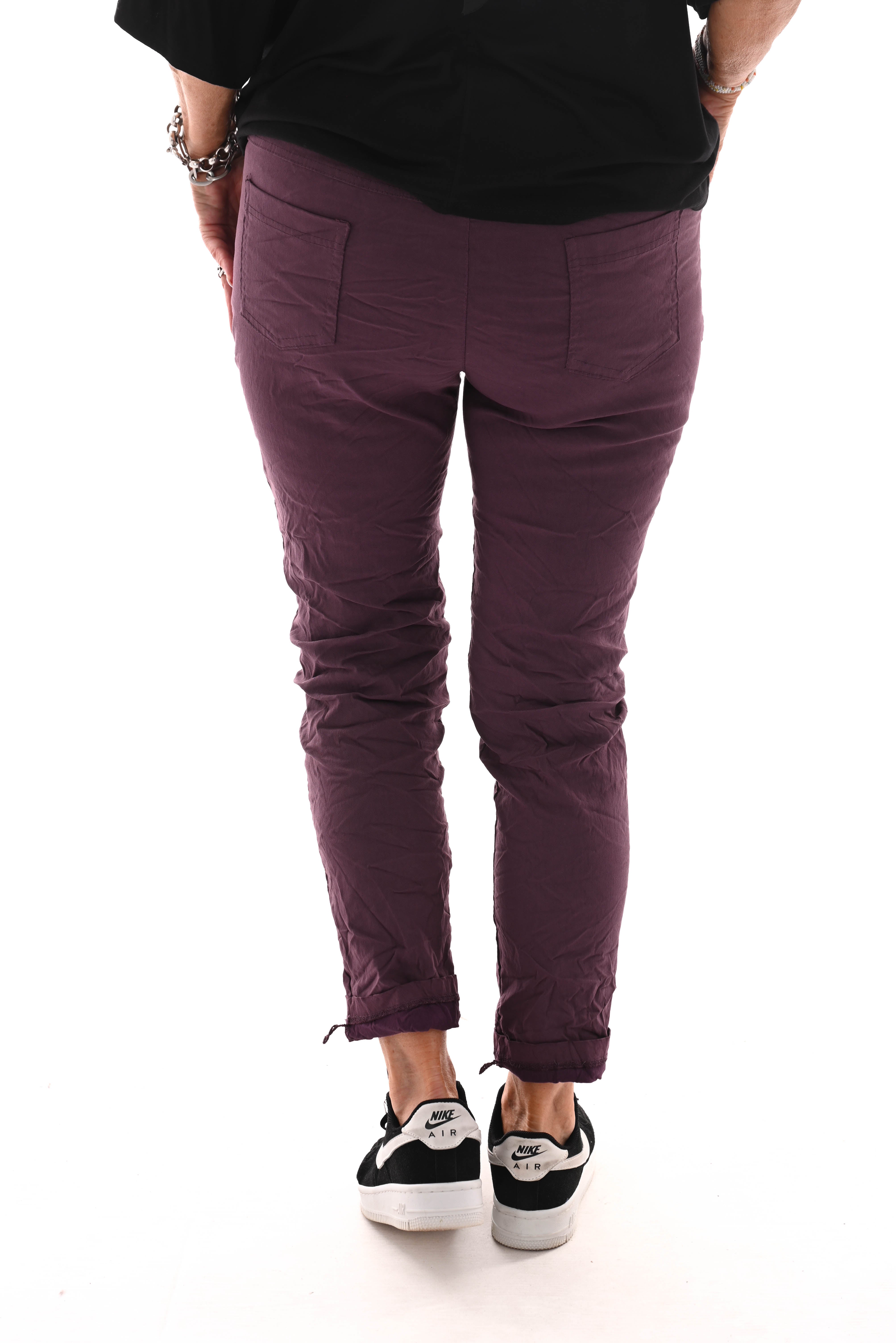 Stretchbroek uni aubergine