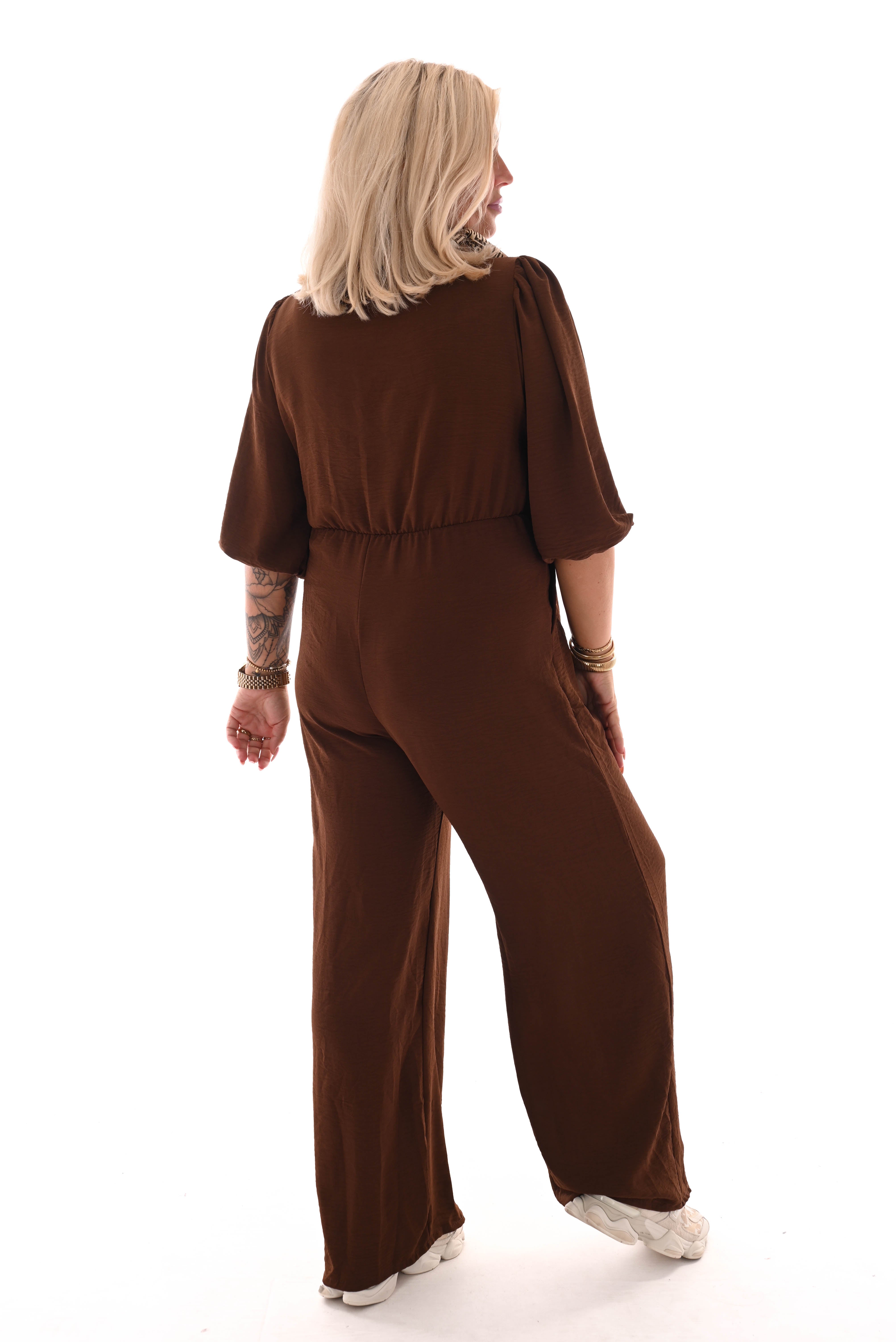 Jumpsuit overslag uni bruin