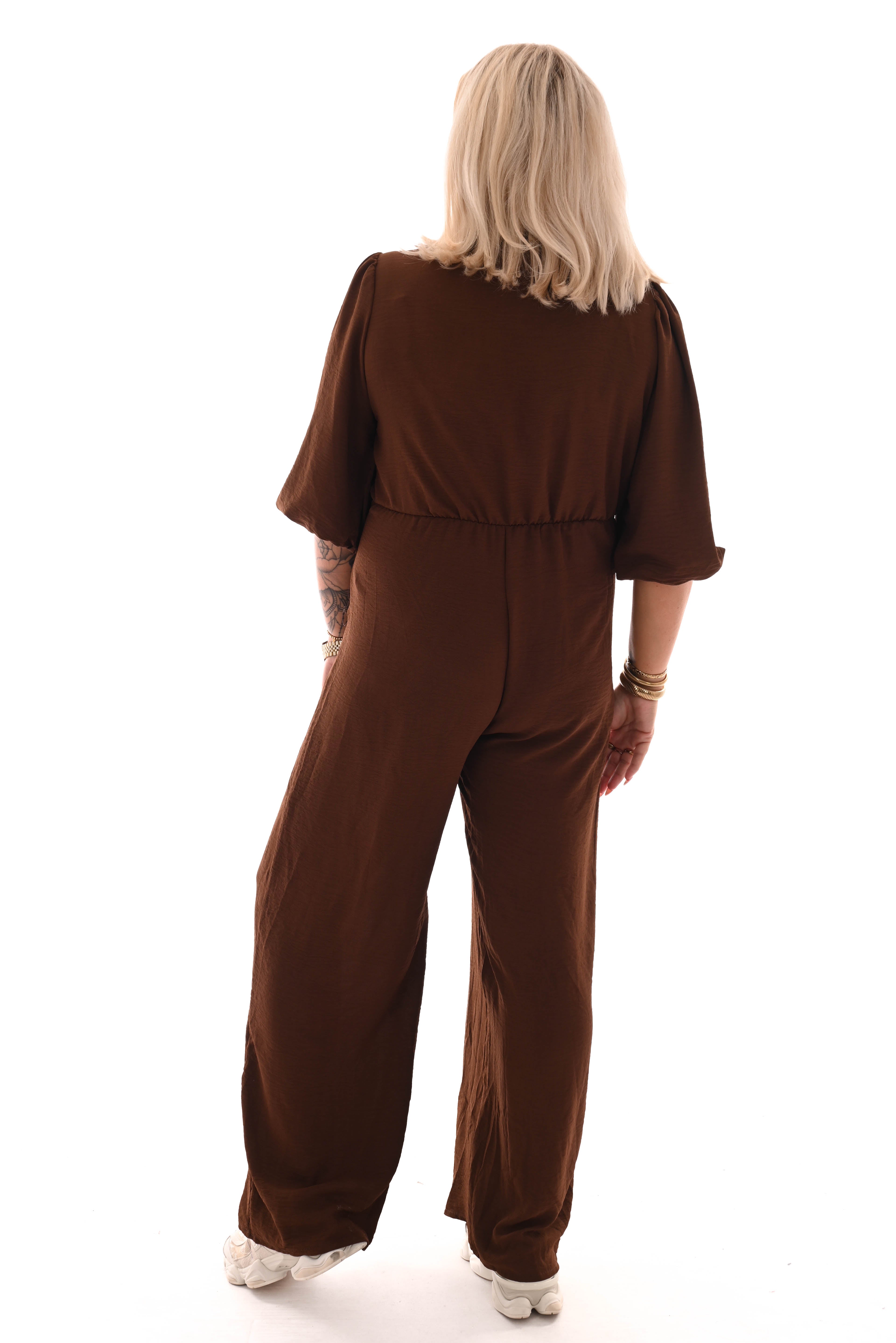 Jumpsuit overslag uni bruin