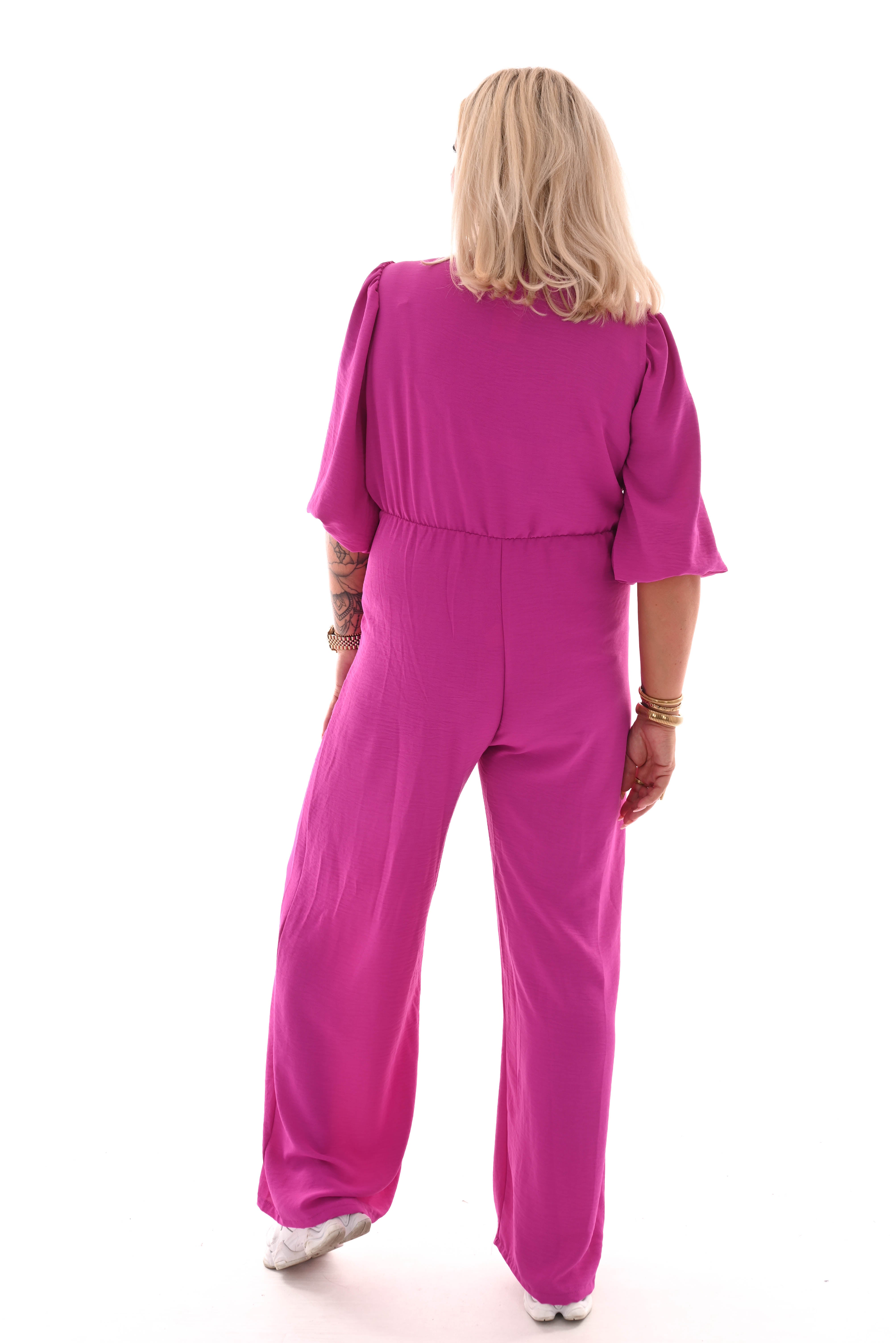 Jumpsuit overslag uni cyclaam
